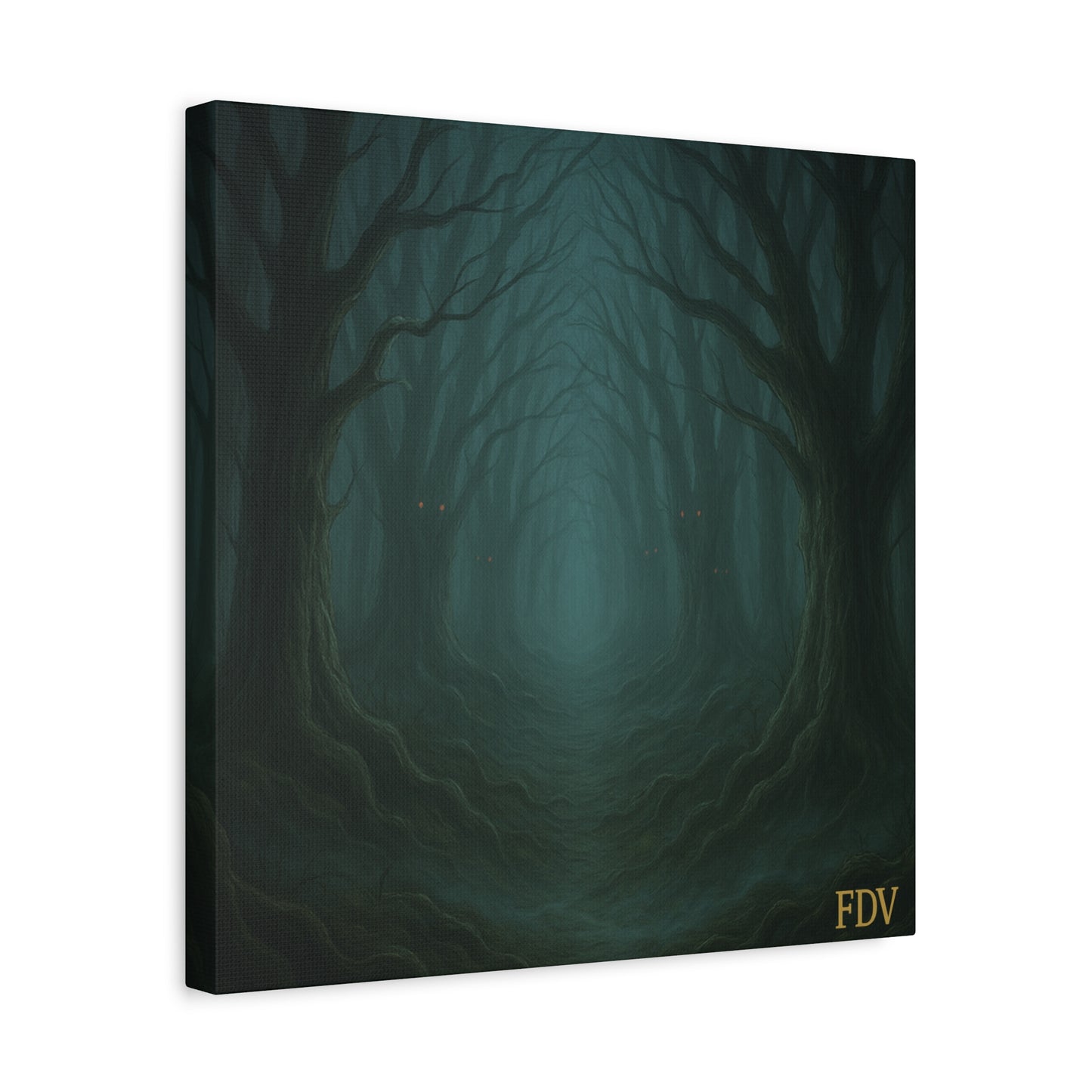 Eerie Forest Canvas Art, Spooky Home Decor, Dark Wall Hanging, Halloween Wall Art, Unique Gift for Nature Lovers, Gothic Decor