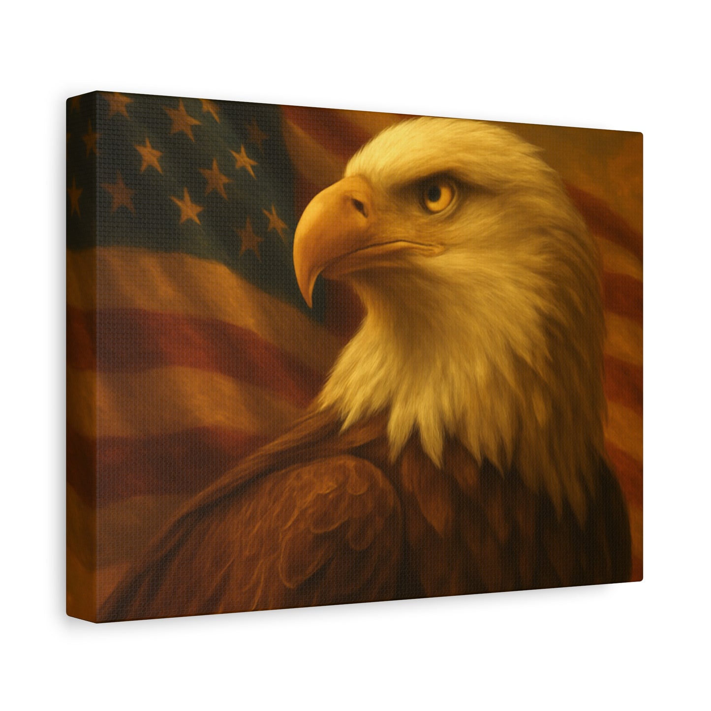 Patriotic Eagle Canvas Wall Art - American Flag Decor, Home Office, Gift for Veterans, National Holidays, Wall Decor