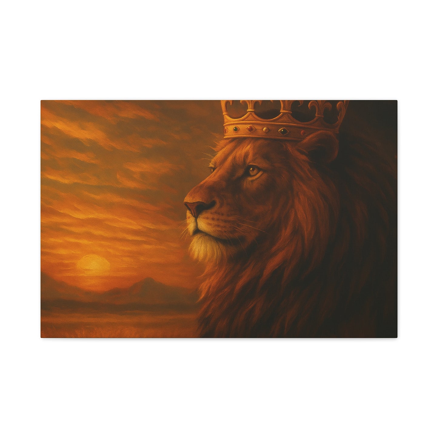 Majestic Lion Canvas Print, Animal Wall Art, Home Decor, Crowned Lion Artwork, Gift for Animal Lovers, Safari Themed Room