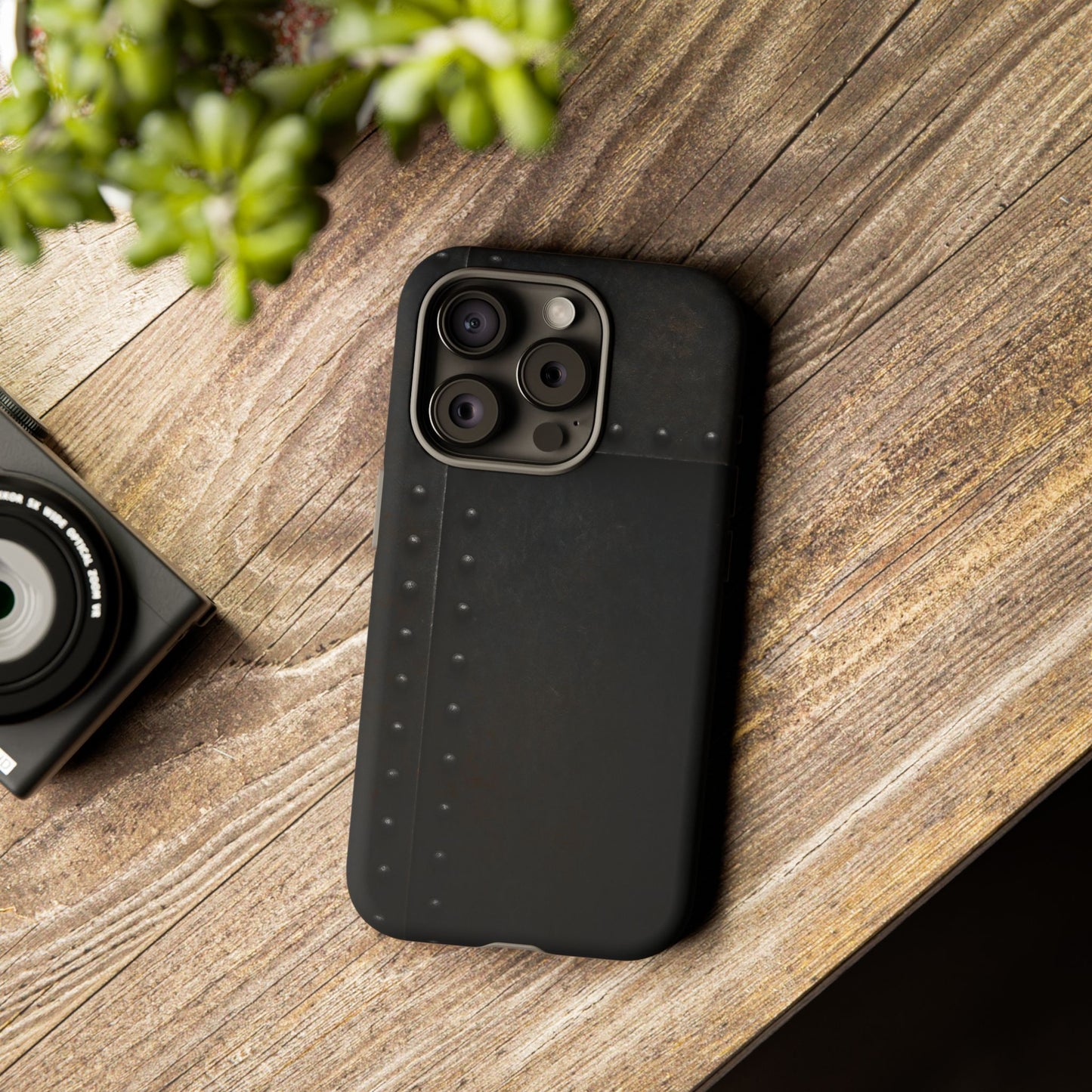 Steel & Smoke – Riveted Shadows Phone Case
