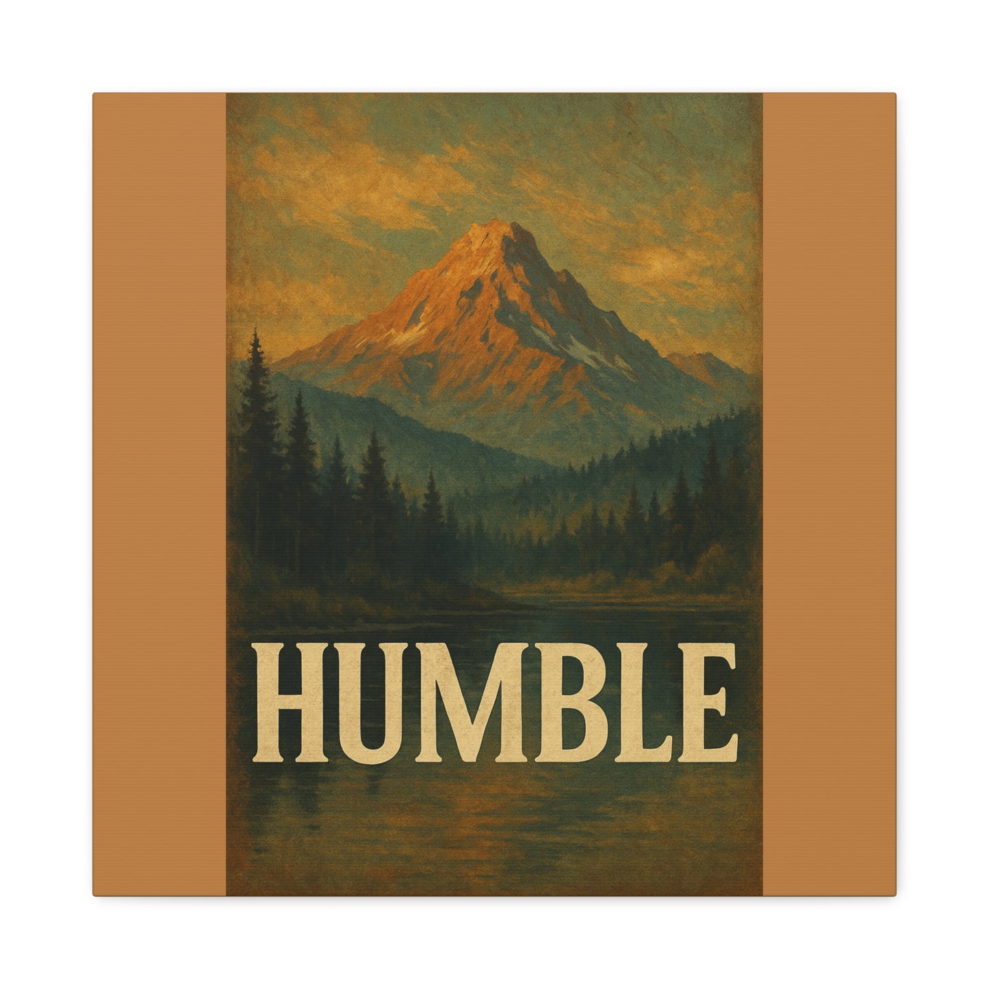 Humble Canvas Wall Art, Rustic Home Decor, Mountain Landscape Art, Inspirational Quotes Wall Art, Nature-Inspired Gift
