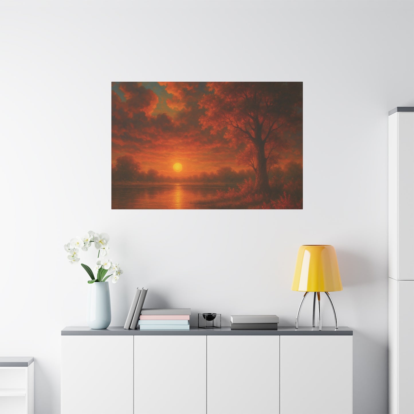 Serene Sunset Canvas Wall Art, Nature Decor, Home Aesthetic, Gift for Art Lovers, Inspiring Wall Hanging, Living Room Decoration