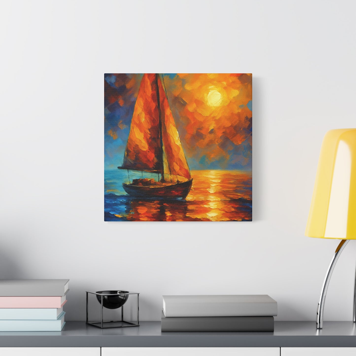 Canvas Art Print, Nautical Wall Decor, Sailboat Painting, Ocean Sunset, Home Decoration, Coastal Art
