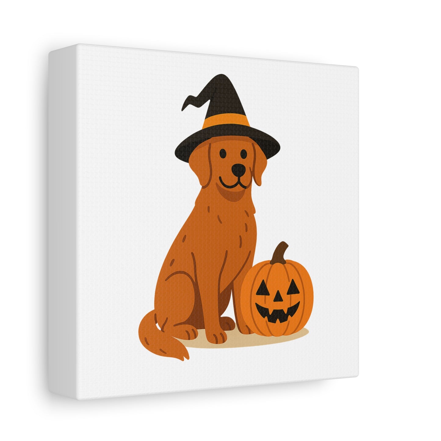 Halloween Dog Canvas Wall Art, Cute Golden Retriever with Pumpkin Decor, Pet Lover Gift, Autumn Home Decoration, Trick or Treat Wall Art