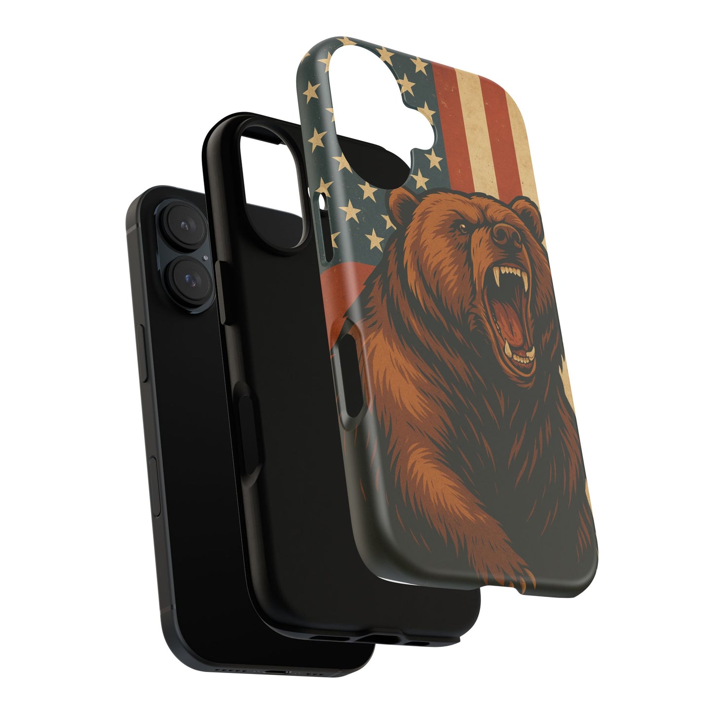 Tough Cases - Patriotic Bear Phone Case, Custom Phone Cover, Strong Protective Case, USA Flag Design, Gift for Outdoors Lovers