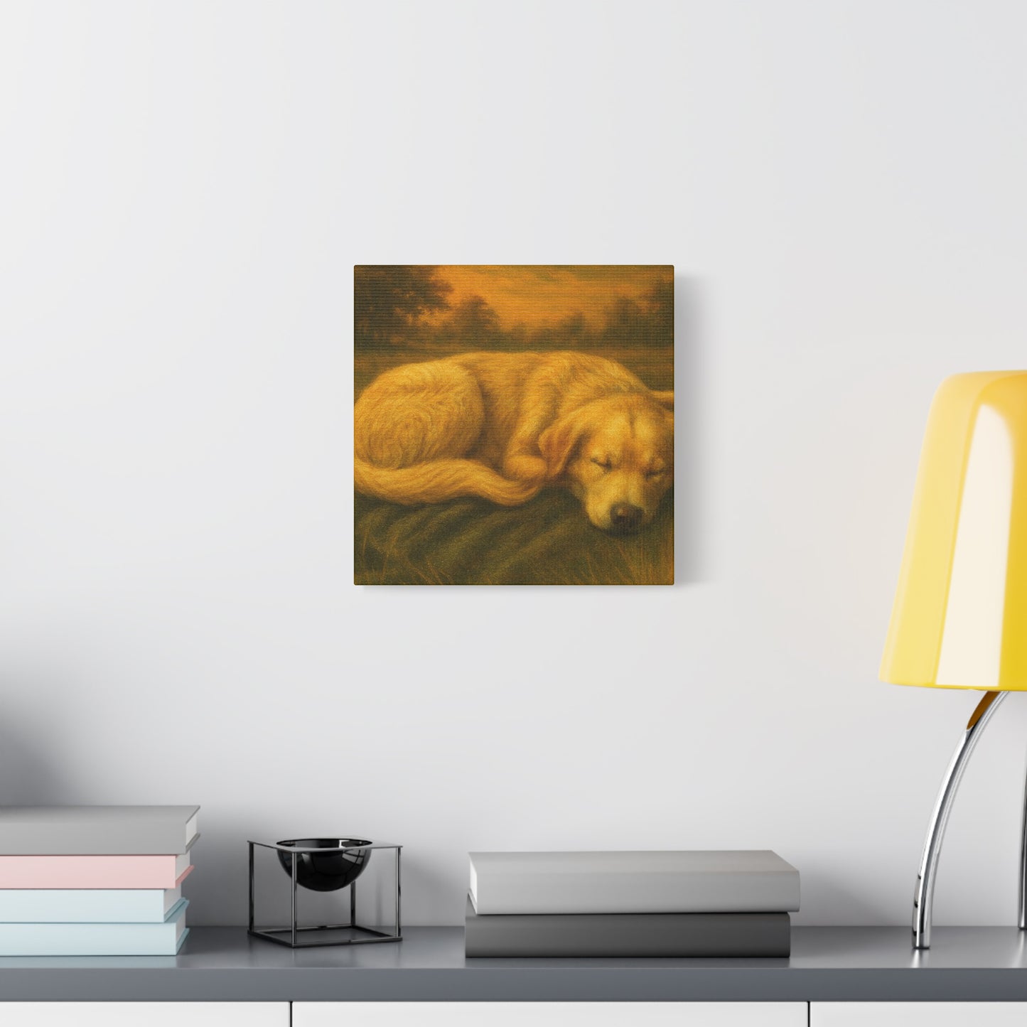 Golden Retriever Art Canvas Print, Dog Lovers Decor, Warm Home Wall Art, Gift for Pet Owners, Relaxing Pet Artwork