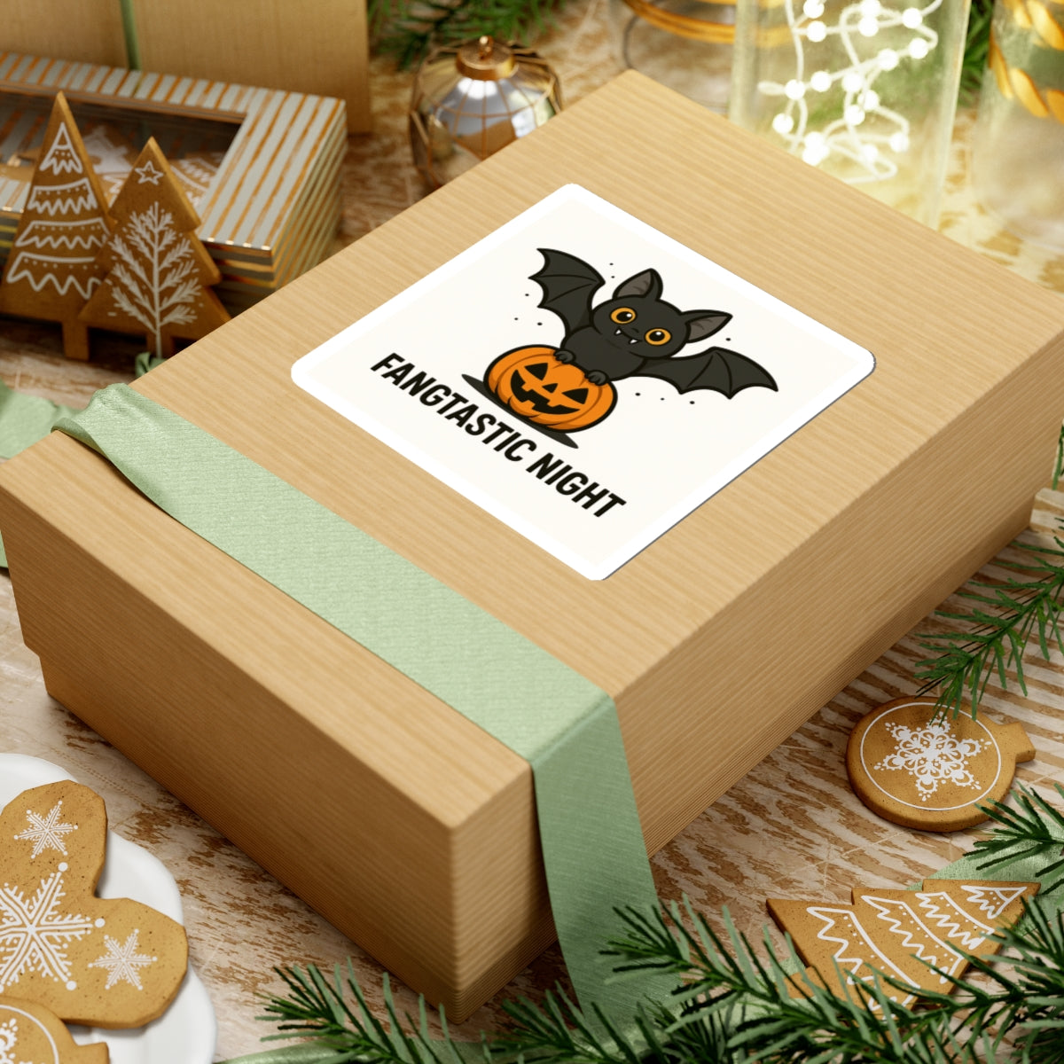Fangtastic Night Halloween Stickers, Cute Bat Stickers, Pumpkin Decor, Spooky Season, Laptop Decor, Party Favors