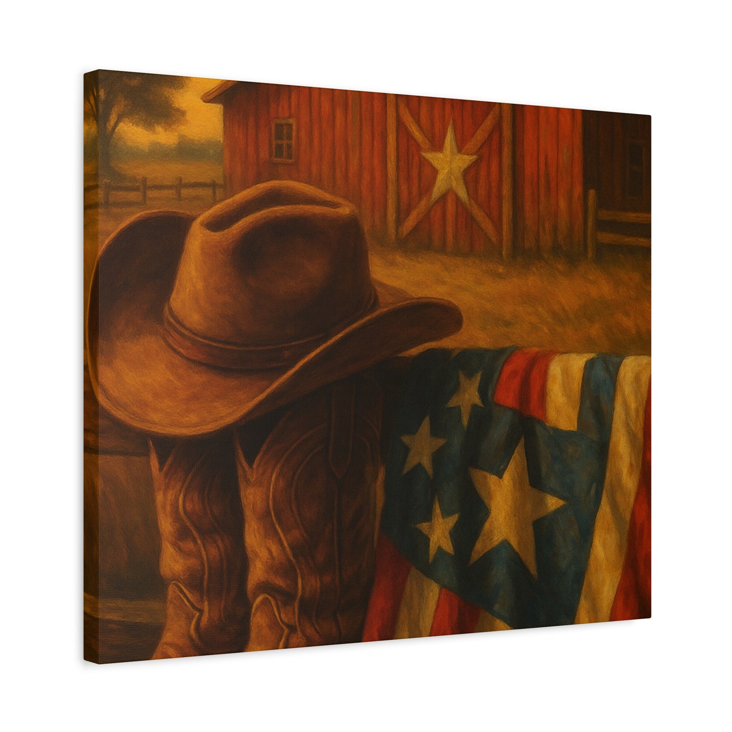 Rustic Canvas Art Print, Western Decor, Cowboy Hat and Boots, Americana Wall Art, Perfect Gift for Country Lovers