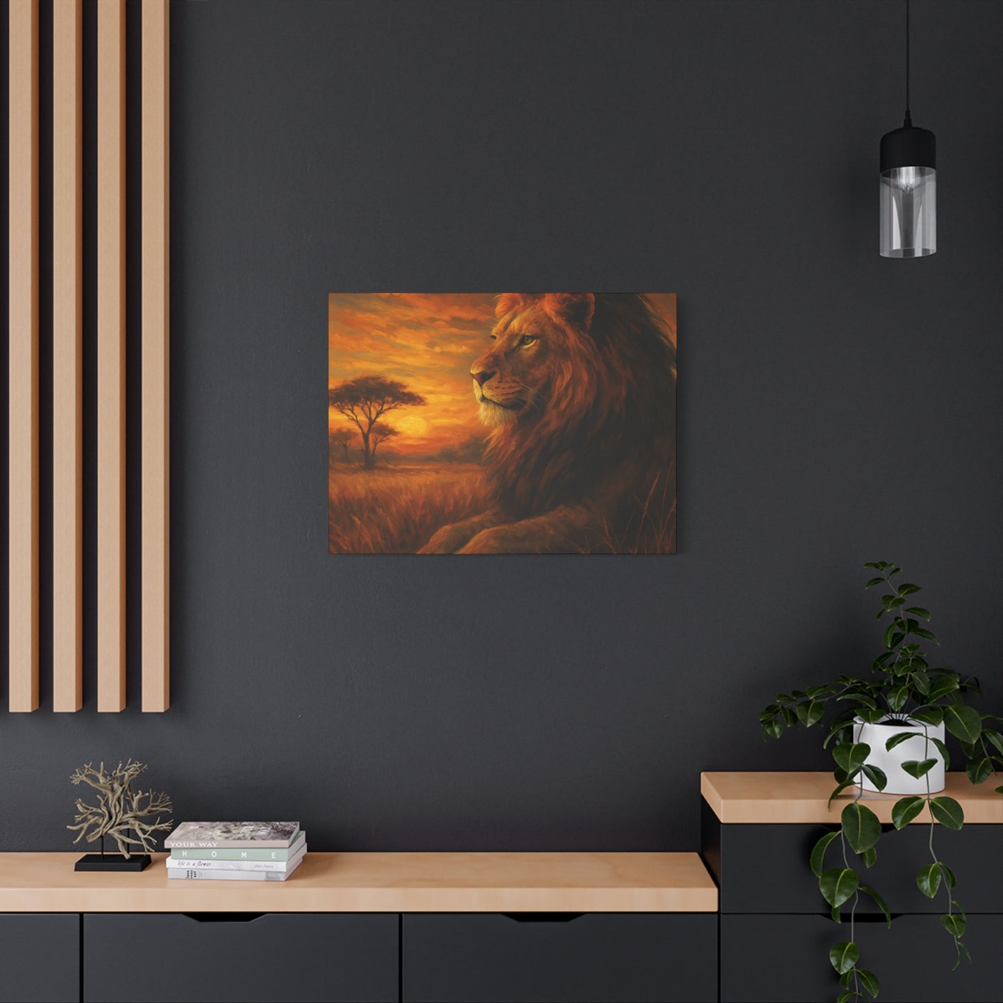 King of the Savanna - Lion Sunset Canvas