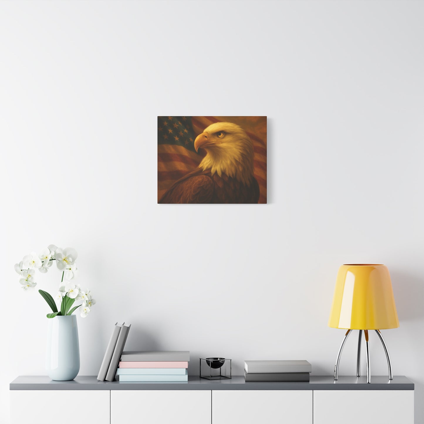 Patriotic Eagle Canvas Wall Art - American Flag Decor, Home Office, Gift for Veterans, National Holidays, Wall Decor