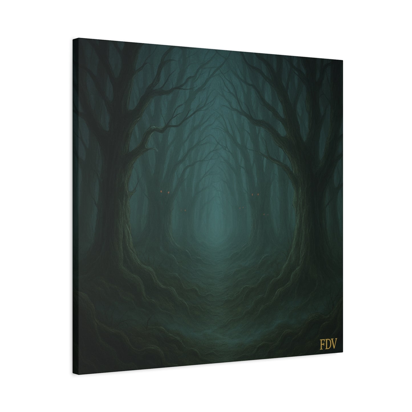 Eerie Forest Canvas Art, Spooky Home Decor, Dark Wall Hanging, Halloween Wall Art, Unique Gift for Nature Lovers, Gothic Decor