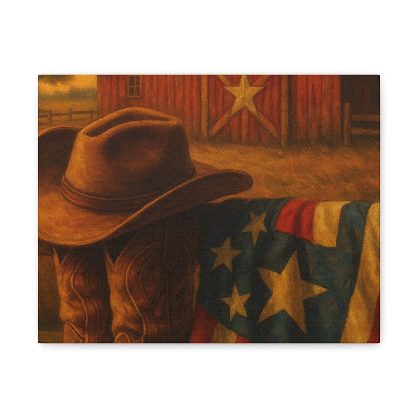 Rustic Canvas Art Print, Western Decor, Cowboy Hat and Boots, Americana Wall Art, Perfect Gift for Country Lovers