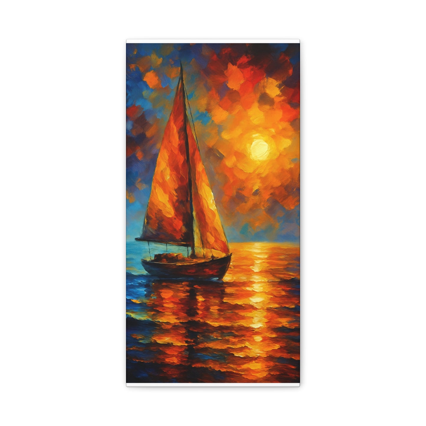Canvas Art Print, Nautical Wall Decor, Sailboat Painting, Ocean Sunset, Home Decoration, Coastal Art