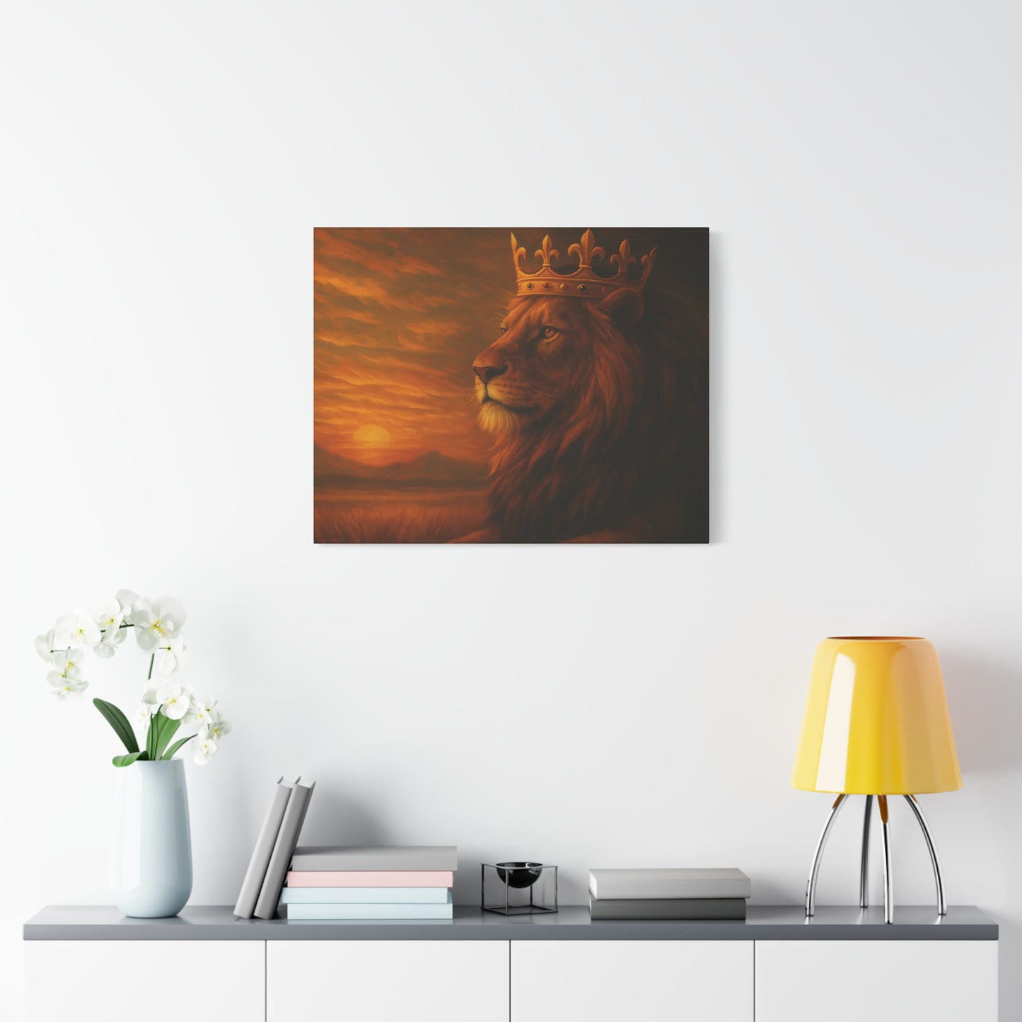 Majestic Lion Canvas Print, Animal Wall Art, Home Decor, Crowned Lion Artwork, Gift for Animal Lovers, Safari Themed Room