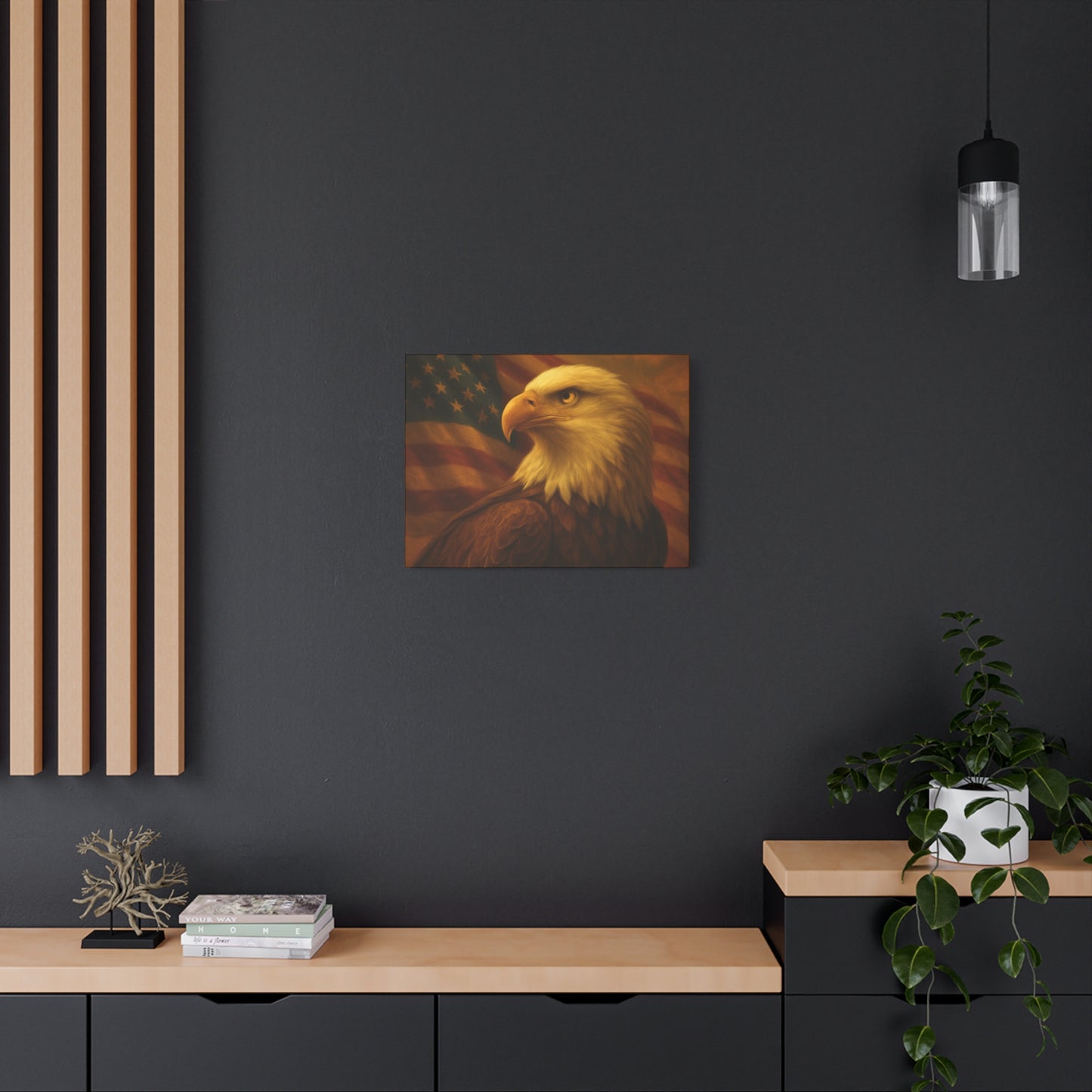 Patriotic Eagle Canvas Wall Art - American Flag Decor, Home Office, Gift for Veterans, National Holidays, Wall Decor