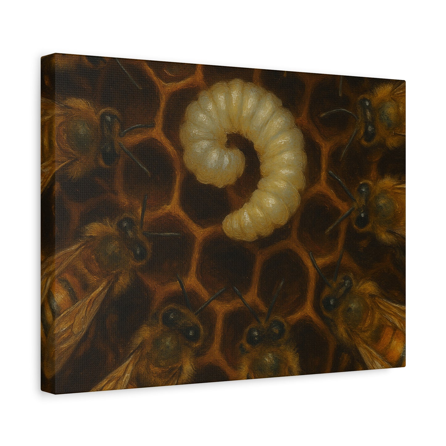 Bee Themed Wall Art Canvas, Honeycomb Decor, Nature Lover Gift, Nursery Decoration, Botanical Wall Art, Insect Art Print