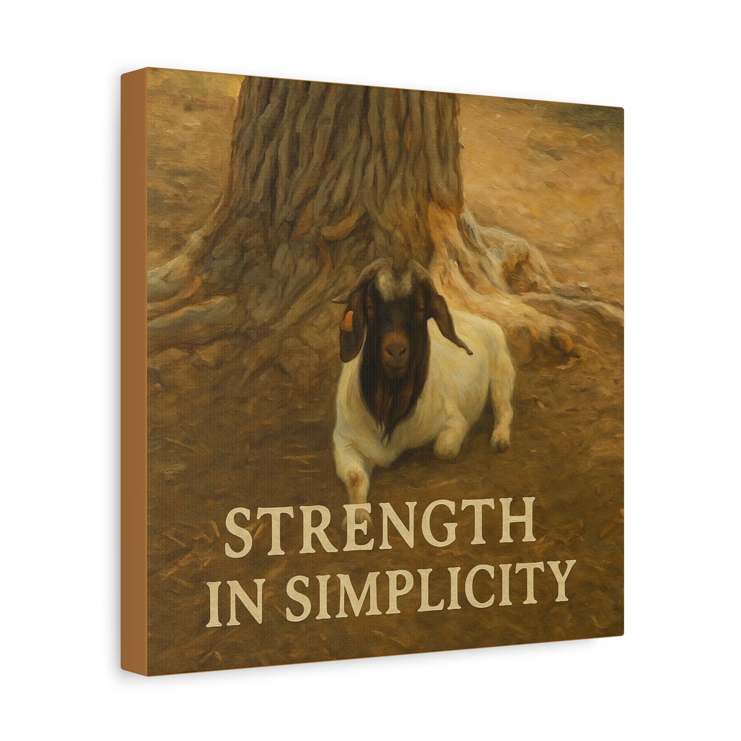 Rustic Goat Canvas Wall Art, Strength in Simplicity Decor, Farmhouse Style, Nature Lovers Gift, Art for Home