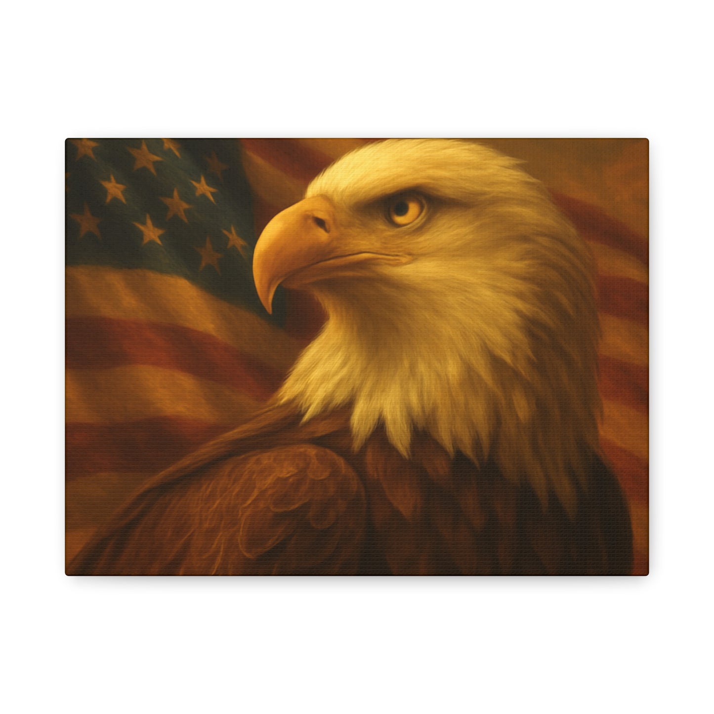 Patriotic Eagle Canvas Wall Art - American Flag Decor, Home Office, Gift for Veterans, National Holidays, Wall Decor