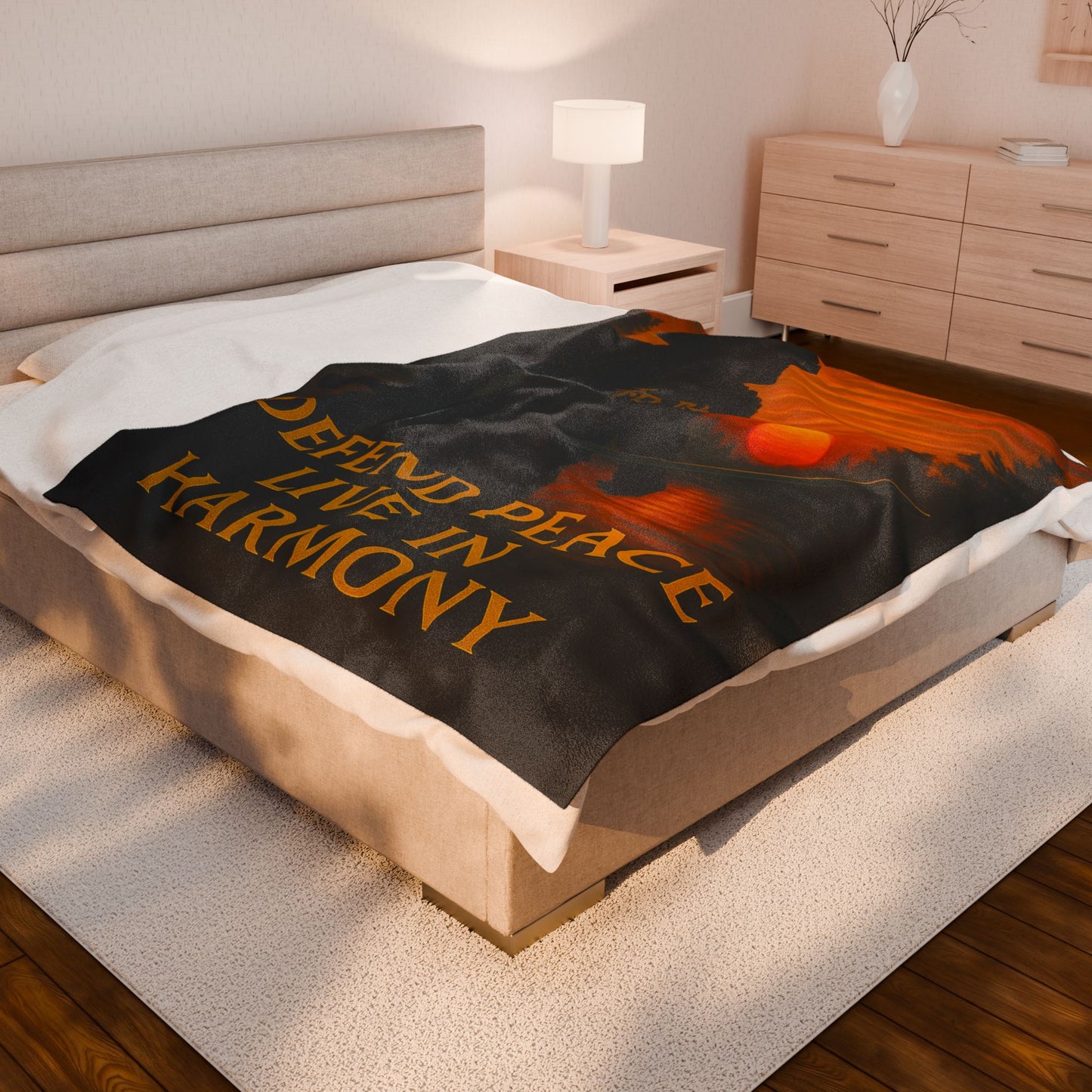 Samurai Peace Velveteen Plush Blanket - Cozy Home Decor, Gift for Gamers, Lounge, Meditation, Zen, Relaxation