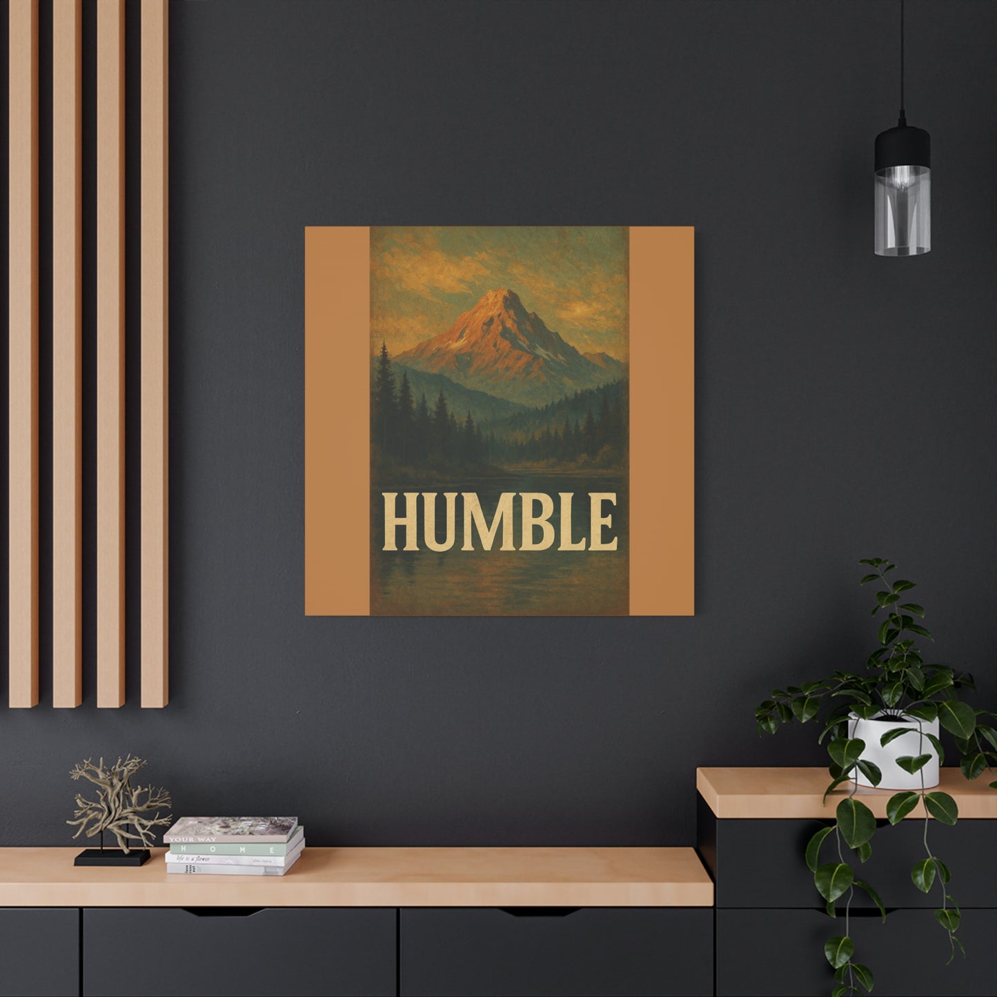Humble Canvas Wall Art, Rustic Home Decor, Mountain Landscape Art, Inspirational Quotes Wall Art, Nature-Inspired Gift