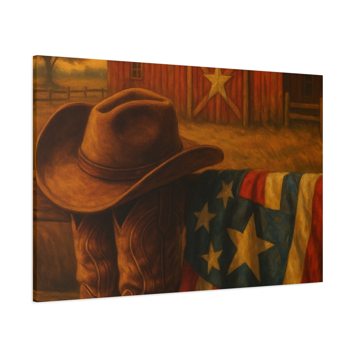 Rustic Canvas Art Print, Western Decor, Cowboy Hat and Boots, Americana Wall Art, Perfect Gift for Country Lovers