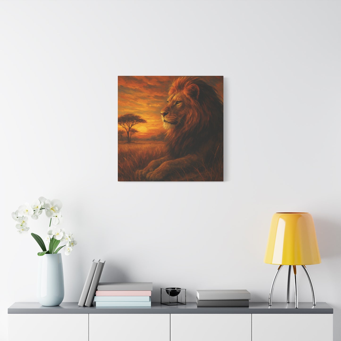 King of the Savanna - Lion Sunset Canvas