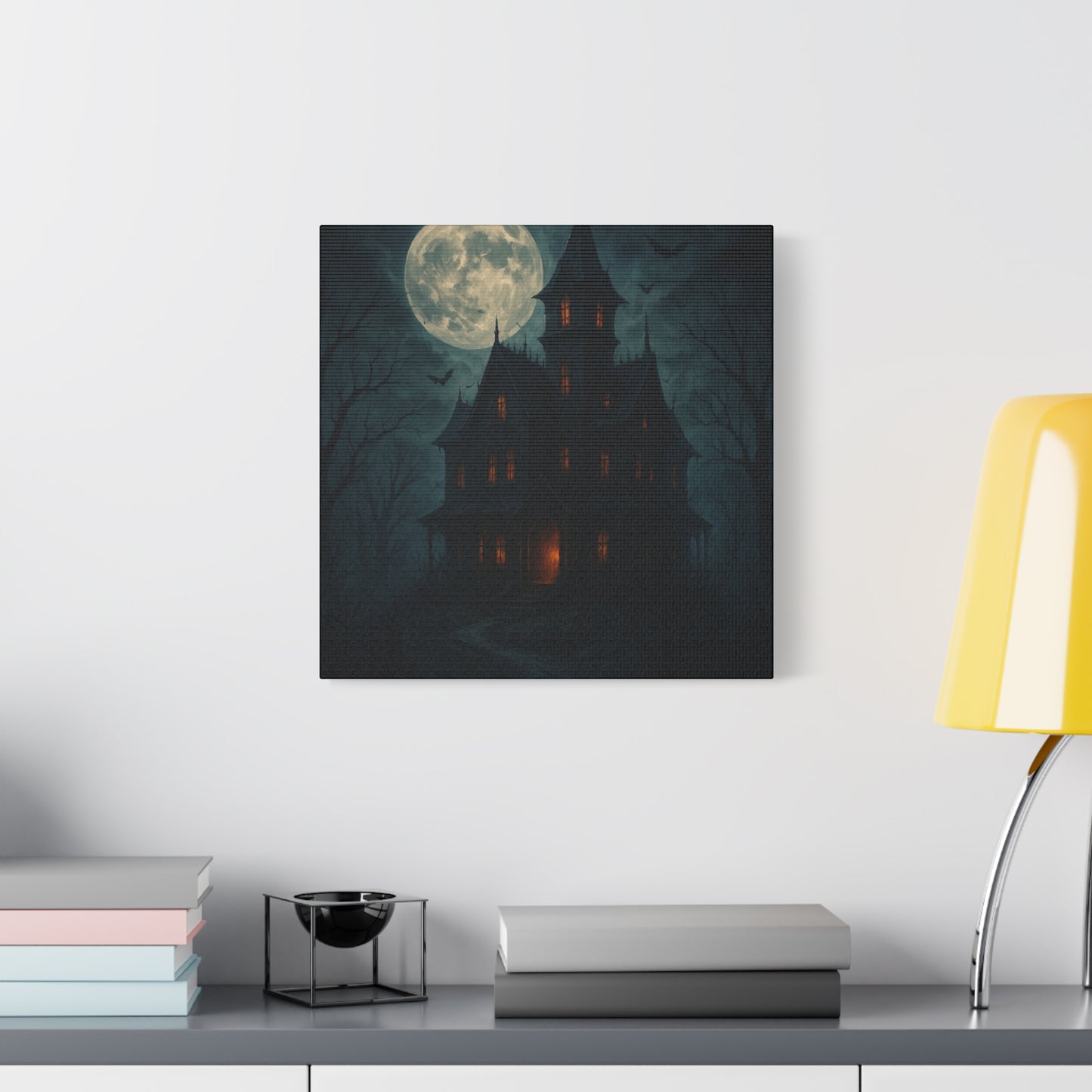 Haunted House Canvas Art Print, Gothic Wall Decor, Spooky Home Decor, Halloween Artwork, Horror Theme Decoration