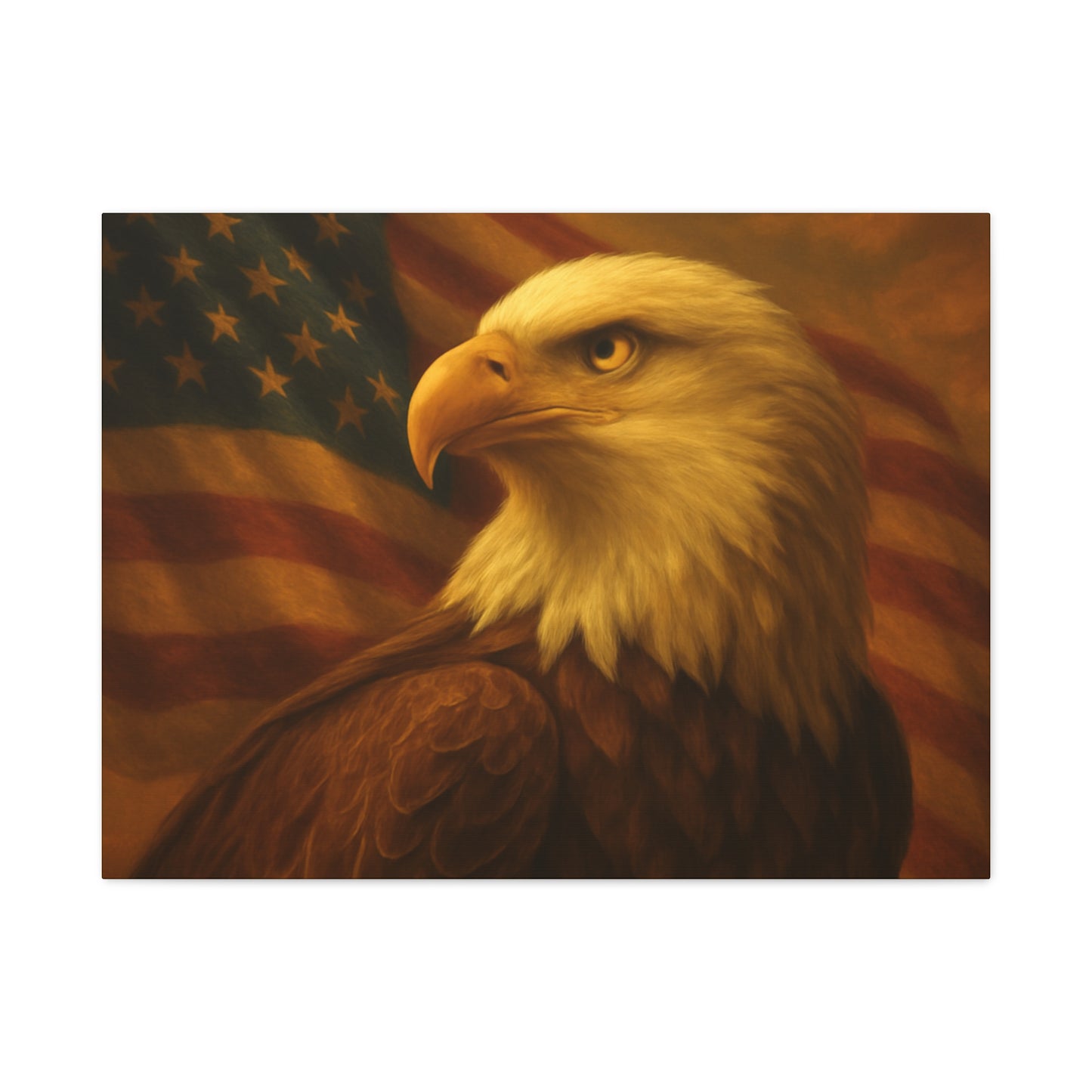 Patriotic Eagle Canvas Wall Art - American Flag Decor, Home Office, Gift for Veterans, National Holidays, Wall Decor