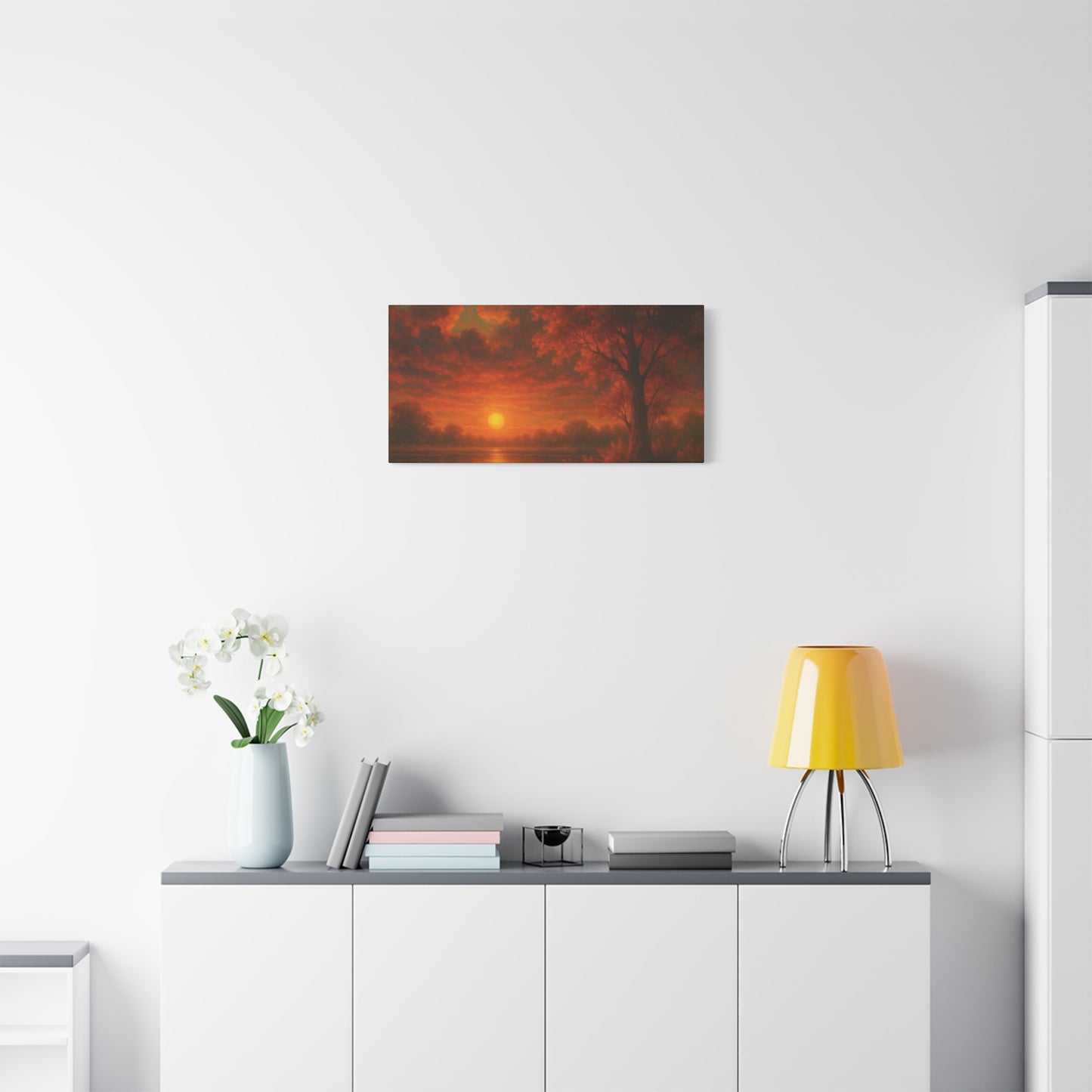 Serene Sunset Canvas Wall Art, Nature Decor, Home Aesthetic, Gift for Art Lovers, Inspiring Wall Hanging, Living Room Decoration