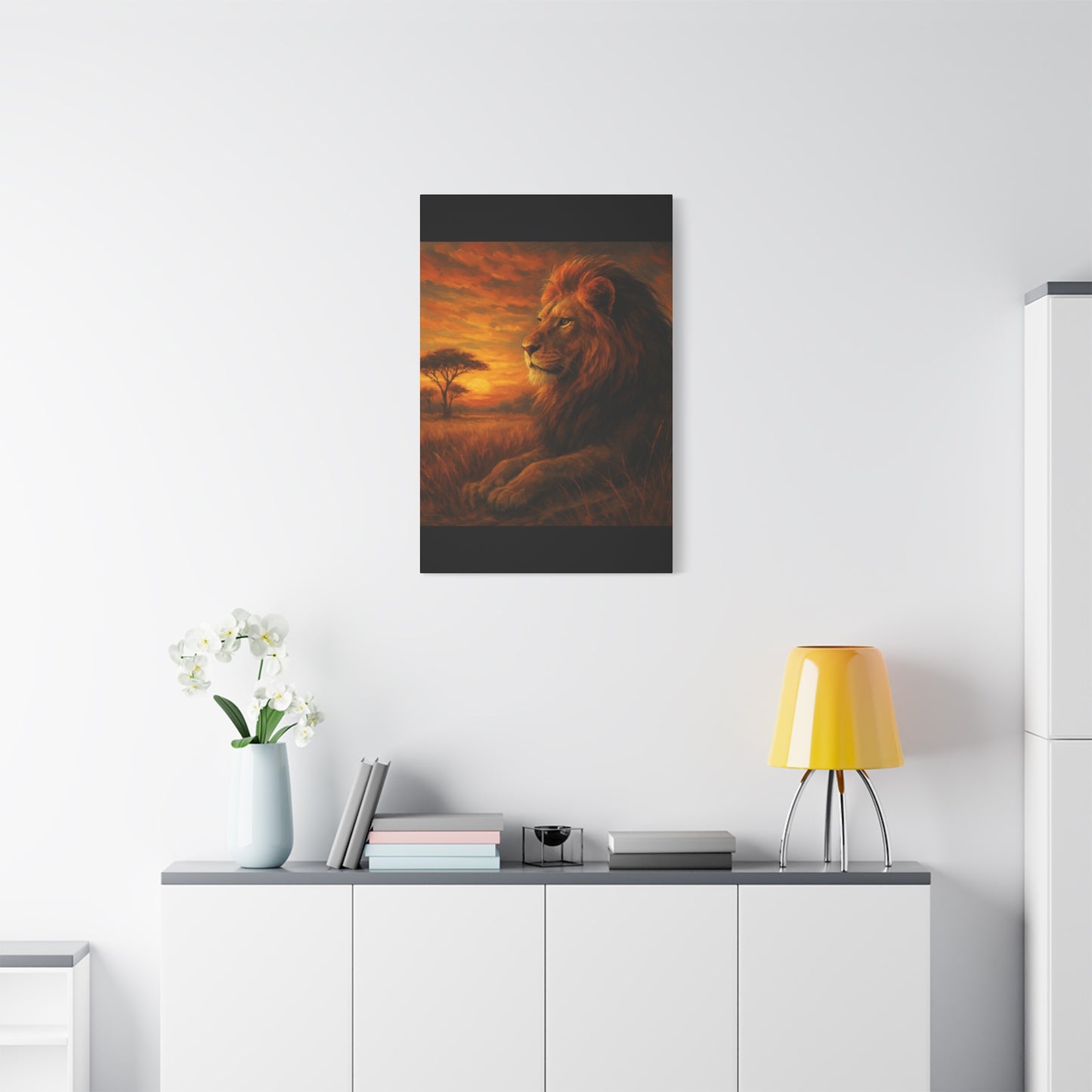 King of the Savanna - Lion Sunset Canvas