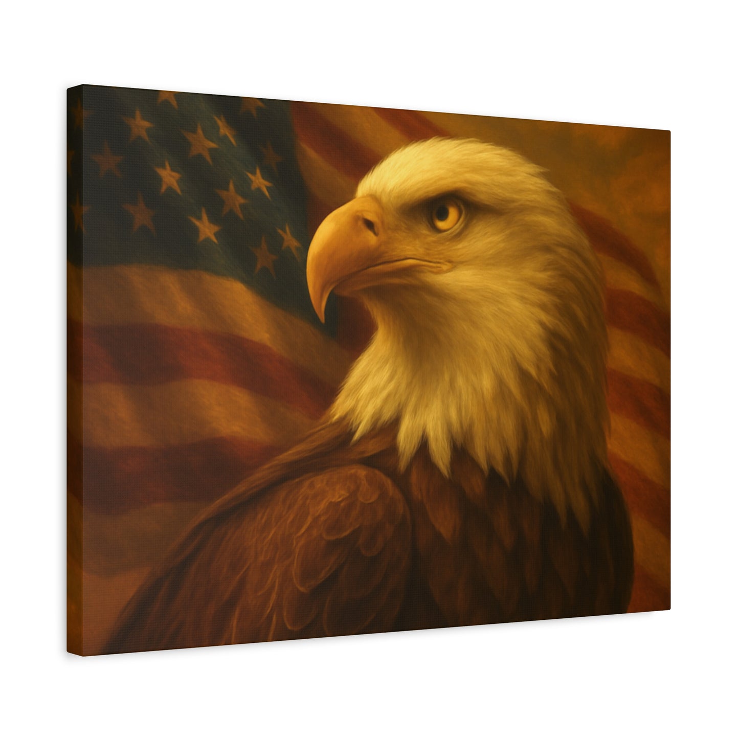 Patriotic Eagle Canvas Wall Art - American Flag Decor, Home Office, Gift for Veterans, National Holidays, Wall Decor