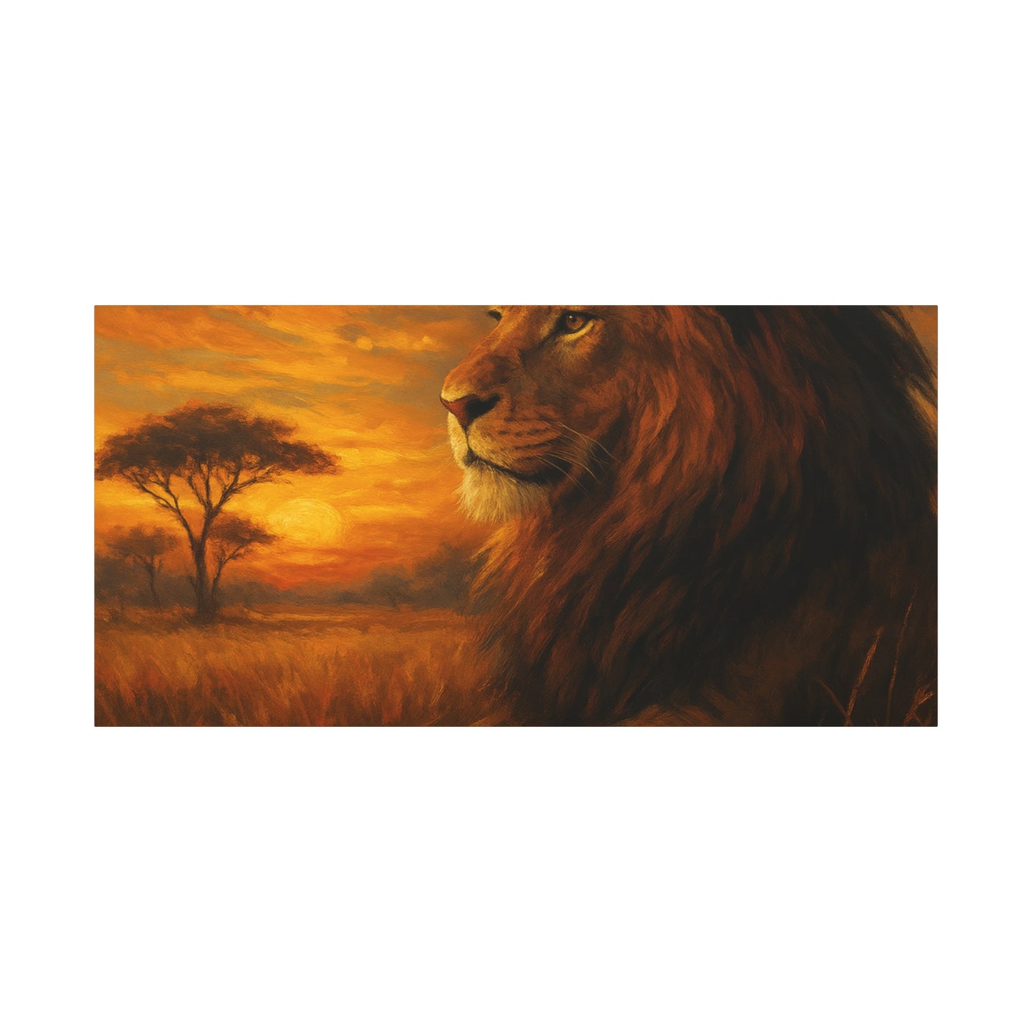 King of the Savanna - Lion Sunset Canvas