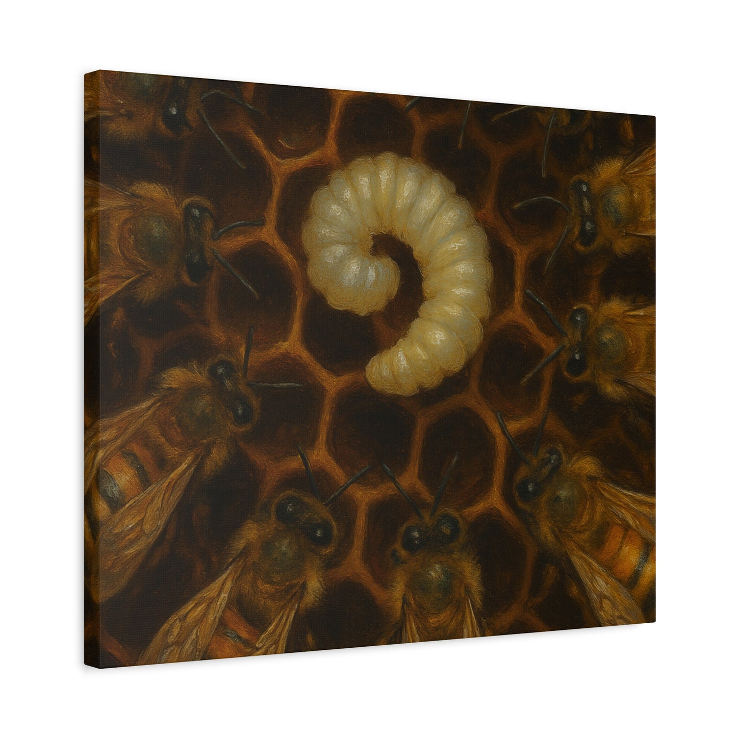Bee Themed Wall Art Canvas, Honeycomb Decor, Nature Lover Gift, Nursery Decoration, Botanical Wall Art, Insect Art Print