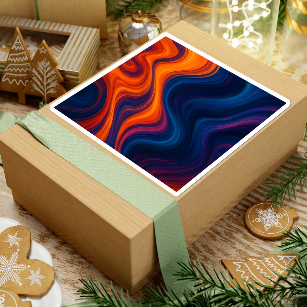 Vivid Wave Kiss-Cut Stickers, Colorful Laptop Decals, Vibrant Wall Art, Creative Scrapbooking Supplies, Fun Gift for Art Lovers
