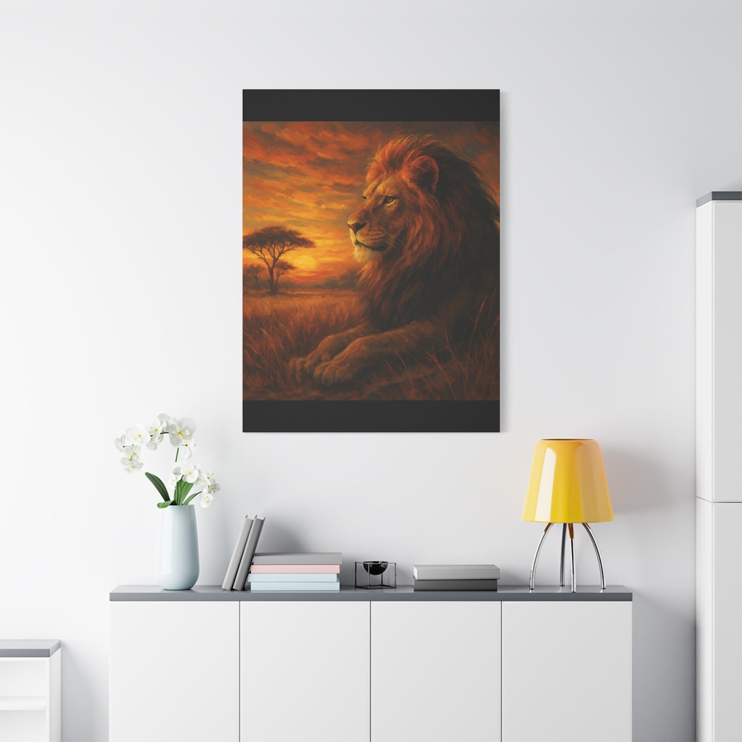 King of the Savanna - Lion Sunset Canvas