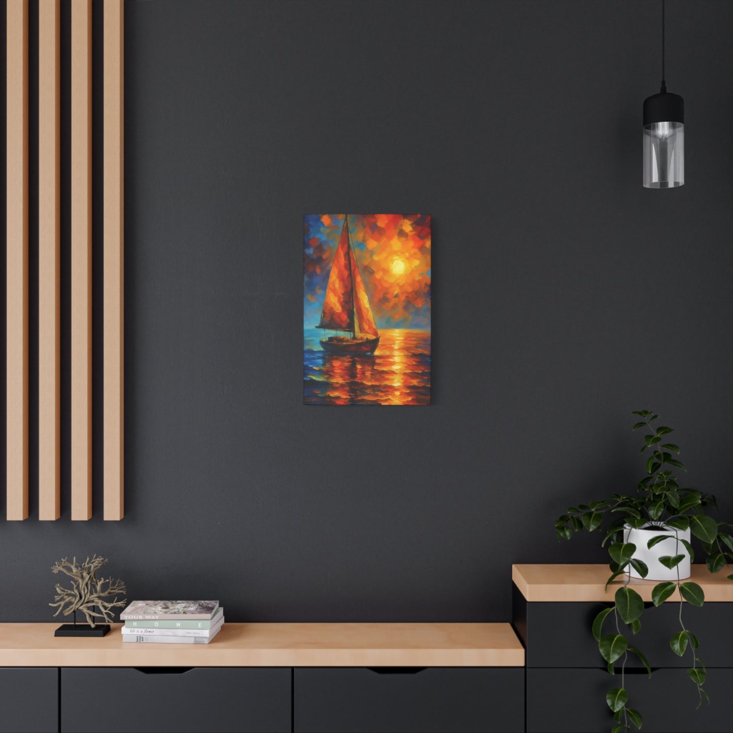 Canvas Art Print, Nautical Wall Decor, Sailboat Painting, Ocean Sunset, Home Decoration, Coastal Art