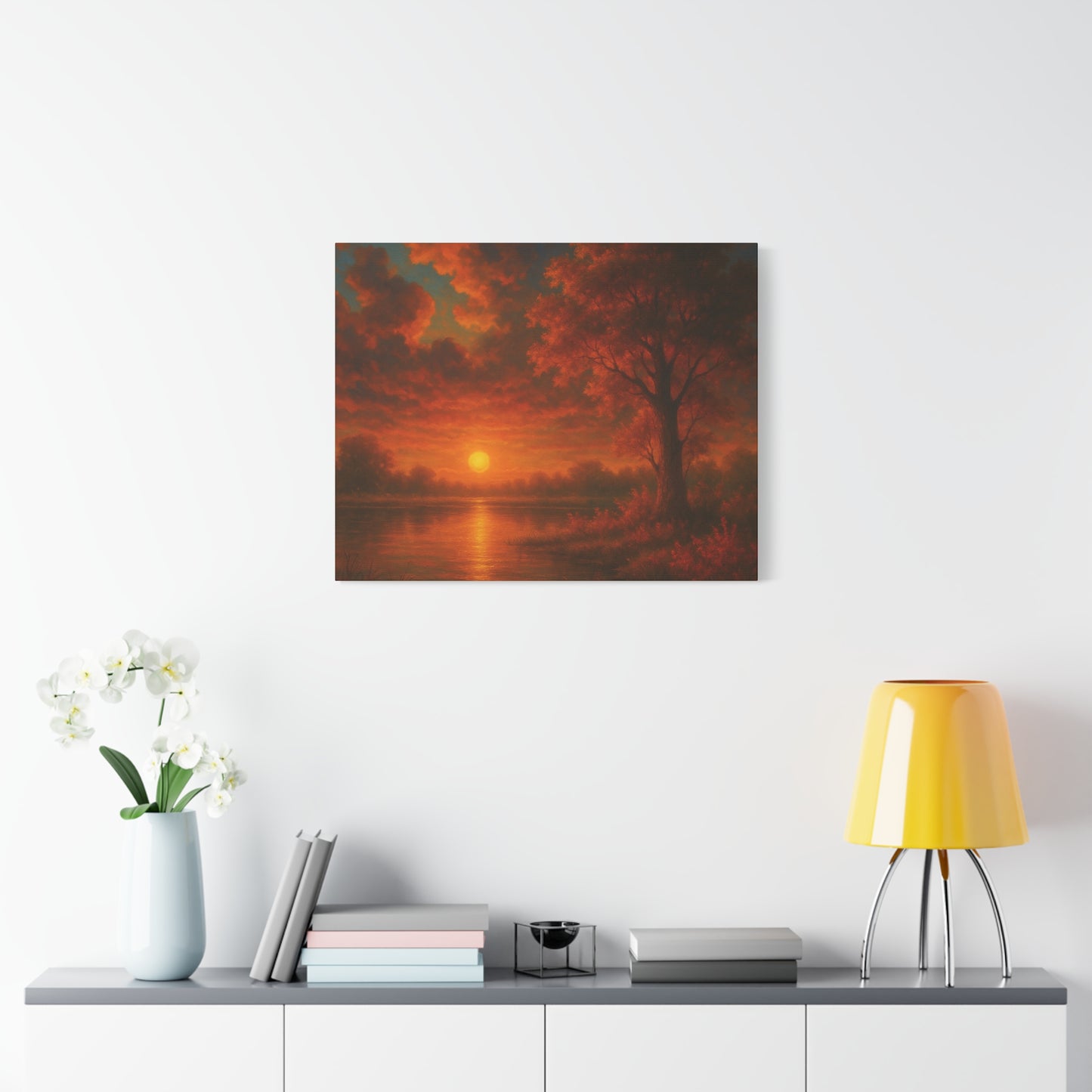 Serene Sunset Canvas Wall Art, Nature Decor, Home Aesthetic, Gift for Art Lovers, Inspiring Wall Hanging, Living Room Decoration