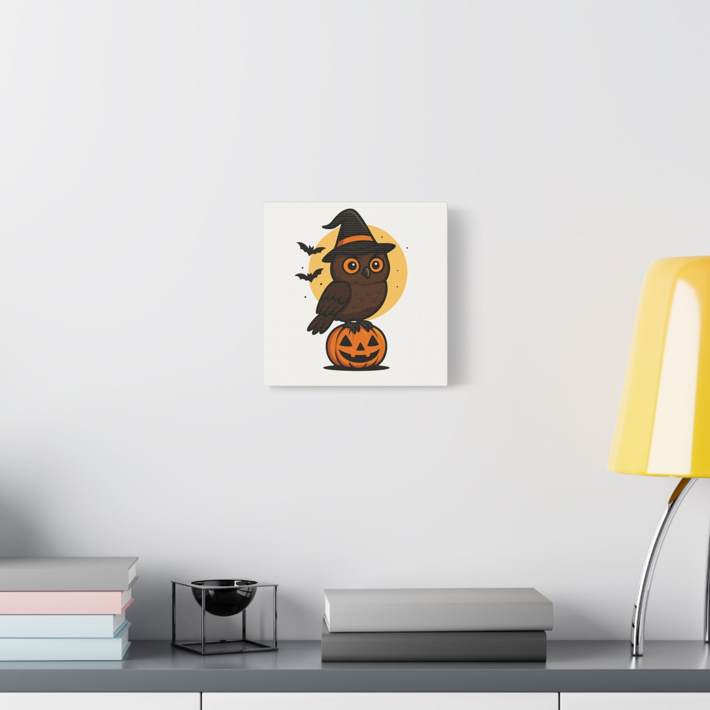 Halloween Owl Canvas Art, Fall Decor, Pumpkin Wall Decor, Spooky Home Decoration, Kids Room Wall Art