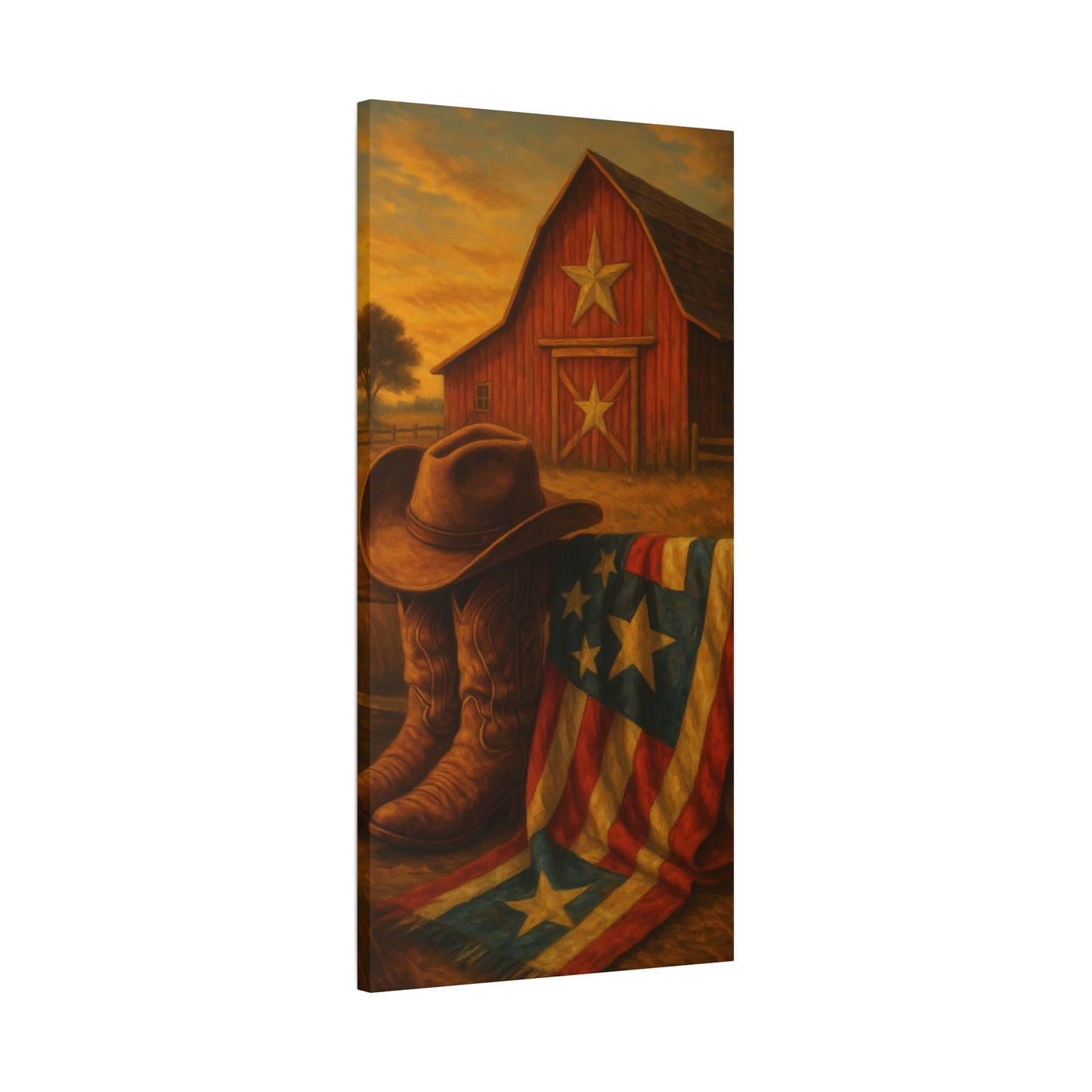 Rustic Canvas Art Print, Western Decor, Cowboy Hat and Boots, Americana Wall Art, Perfect Gift for Country Lovers