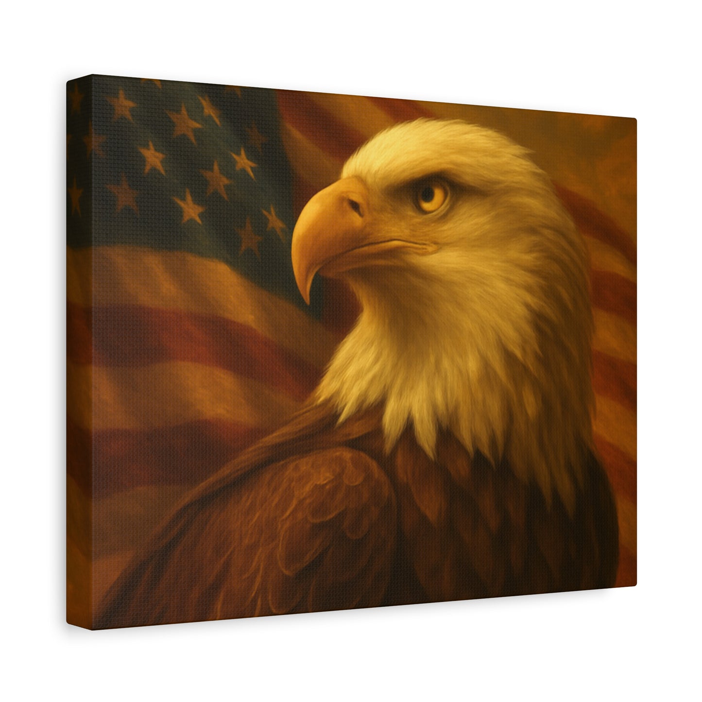Patriotic Eagle Canvas Wall Art - American Flag Decor, Home Office, Gift for Veterans, National Holidays, Wall Decor
