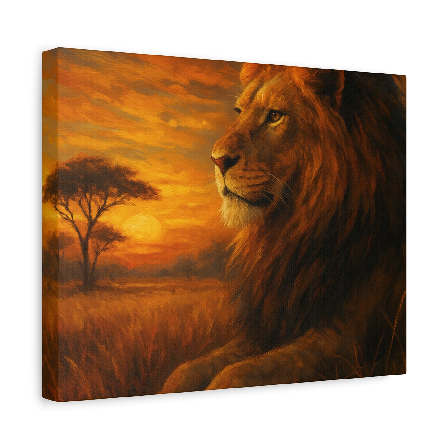 King of the Savanna - Lion Sunset Canvas