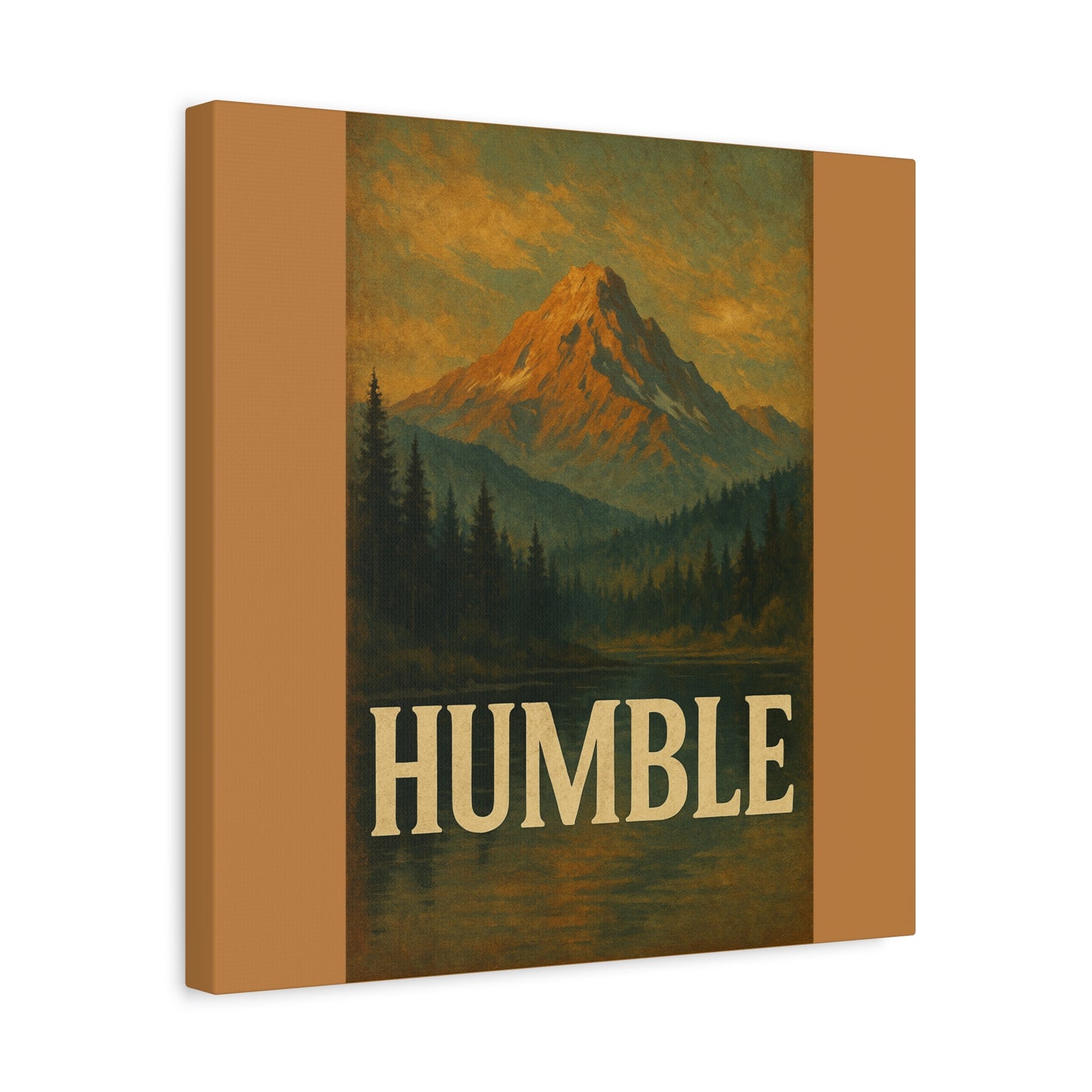 Humble Canvas Wall Art, Rustic Home Decor, Mountain Landscape Art, Inspirational Quotes Wall Art, Nature-Inspired Gift