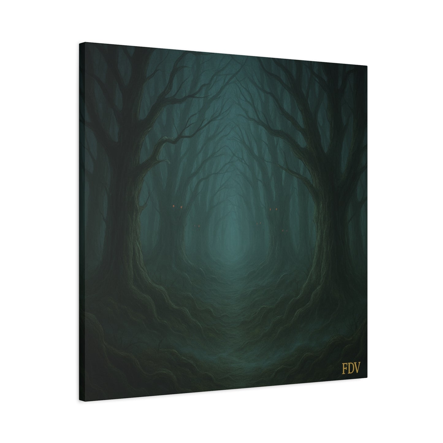Eerie Forest Canvas Art, Spooky Home Decor, Dark Wall Hanging, Halloween Wall Art, Unique Gift for Nature Lovers, Gothic Decor