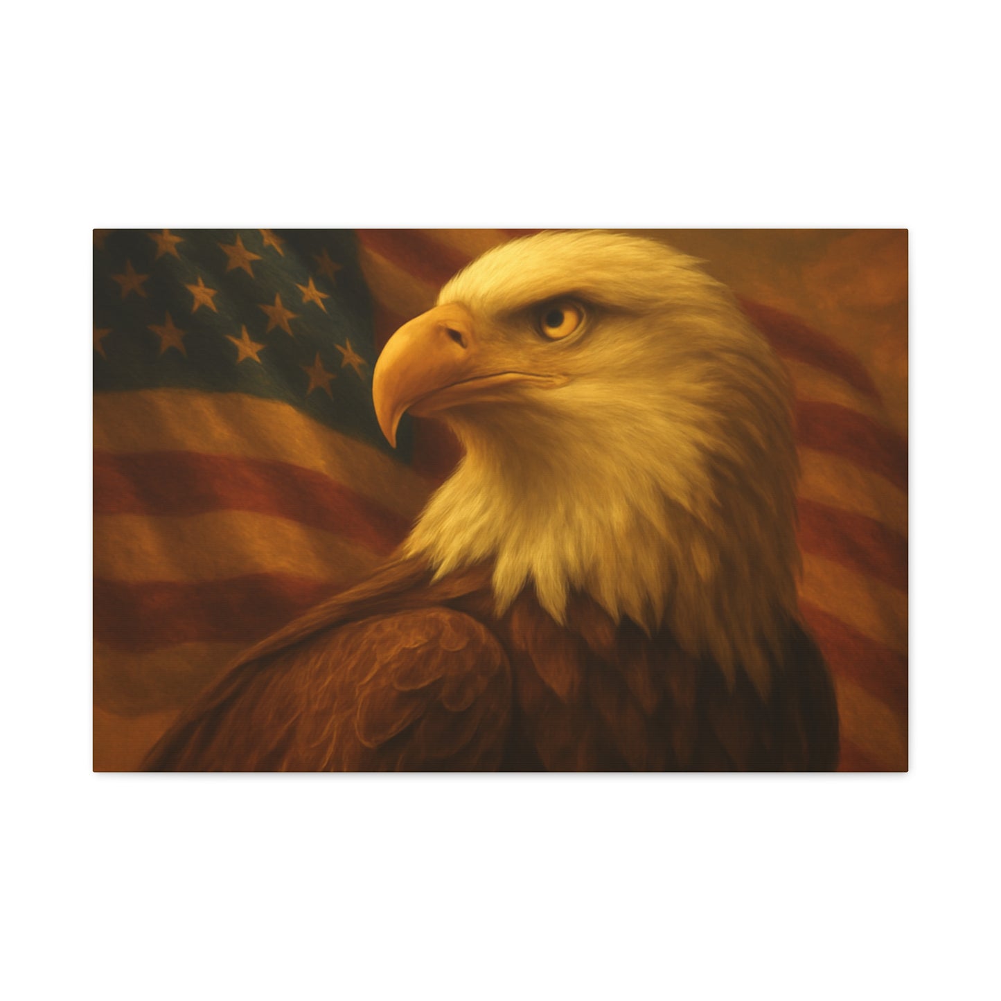 Patriotic Eagle Canvas Wall Art - American Flag Decor, Home Office, Gift for Veterans, National Holidays, Wall Decor