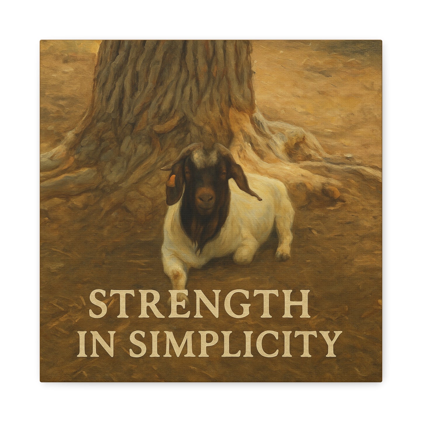 Rustic Goat Canvas Wall Art, Strength in Simplicity Decor, Farmhouse Style, Nature Lovers Gift, Art for Home