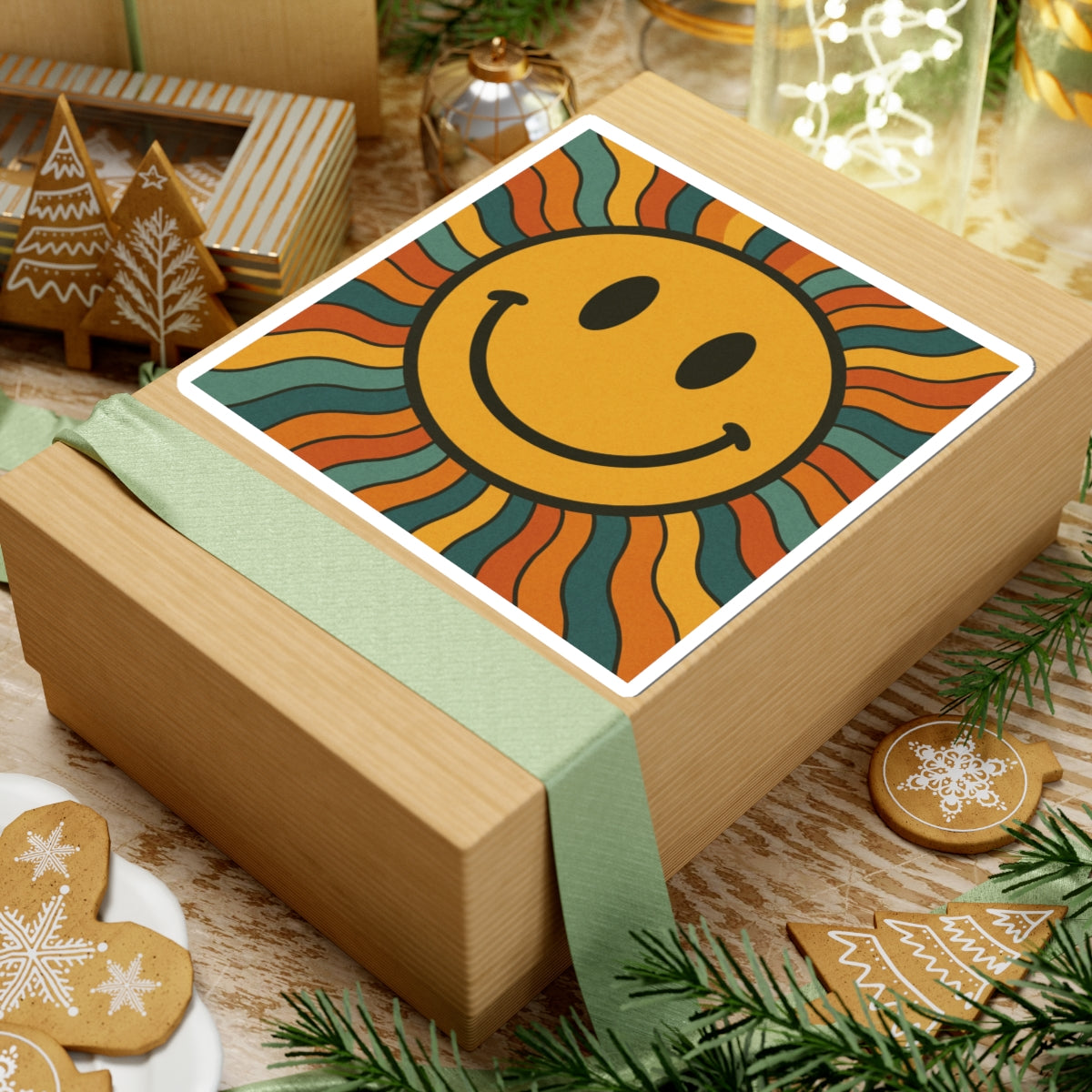 Smiley Sun Kiss-Cut Stickers, Fun Retro Decals, Cheerful Laptop Decorations, Positive Vibe Stickers, Gifts for Friends, Mood Boosters