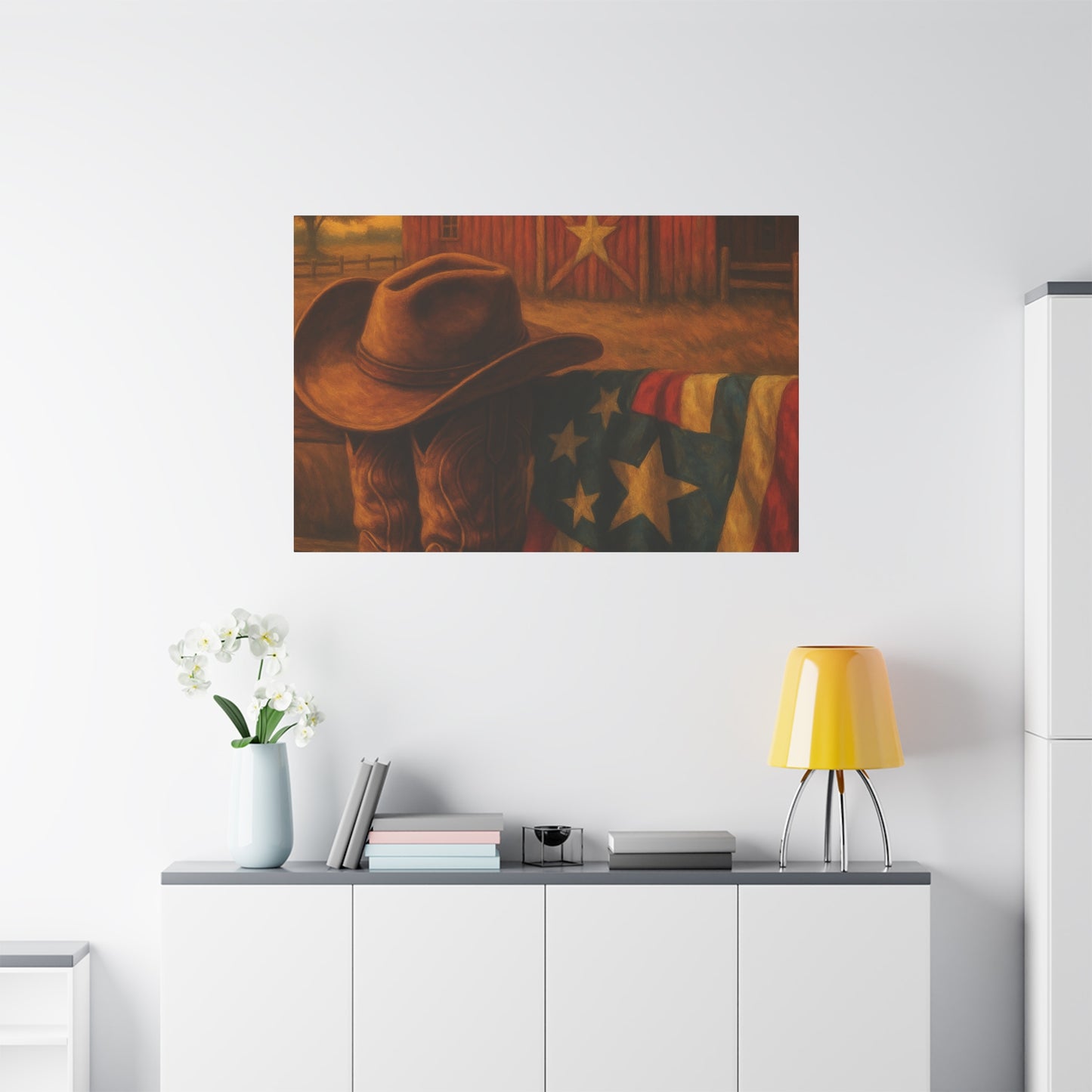 Rustic Canvas Art Print, Western Decor, Cowboy Hat and Boots, Americana Wall Art, Perfect Gift for Country Lovers
