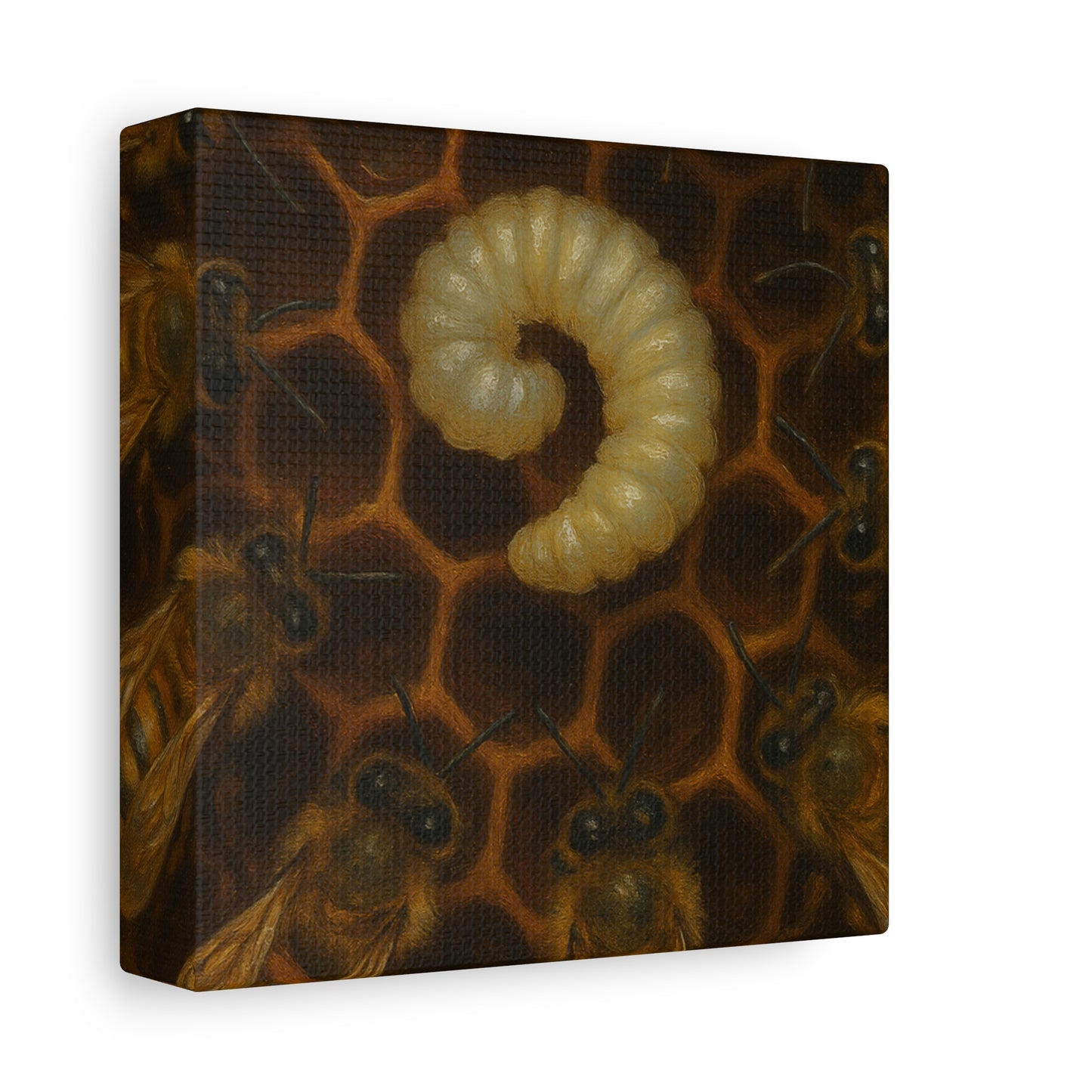 Bee Themed Wall Art Canvas, Honeycomb Decor, Nature Lover Gift, Nursery Decoration, Botanical Wall Art, Insect Art Print