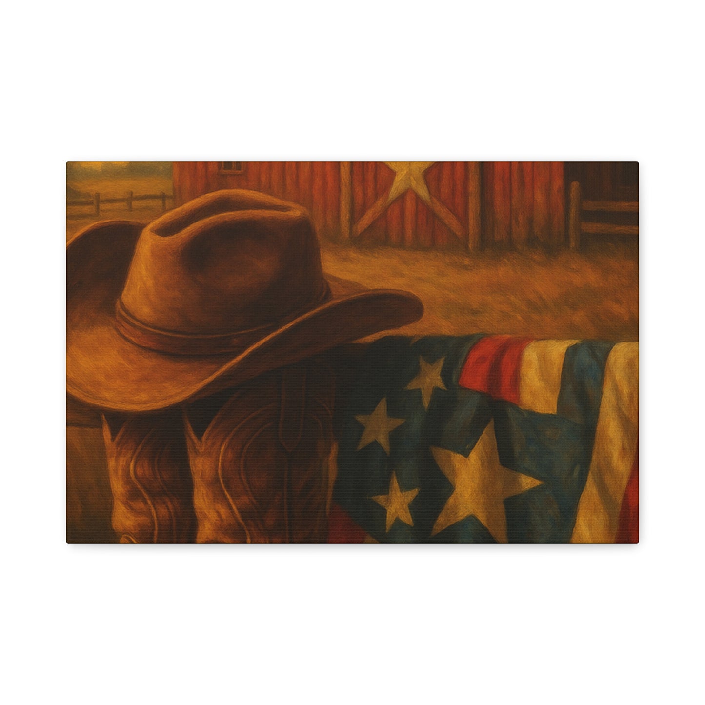 Rustic Canvas Art Print, Western Decor, Cowboy Hat and Boots, Americana Wall Art, Perfect Gift for Country Lovers