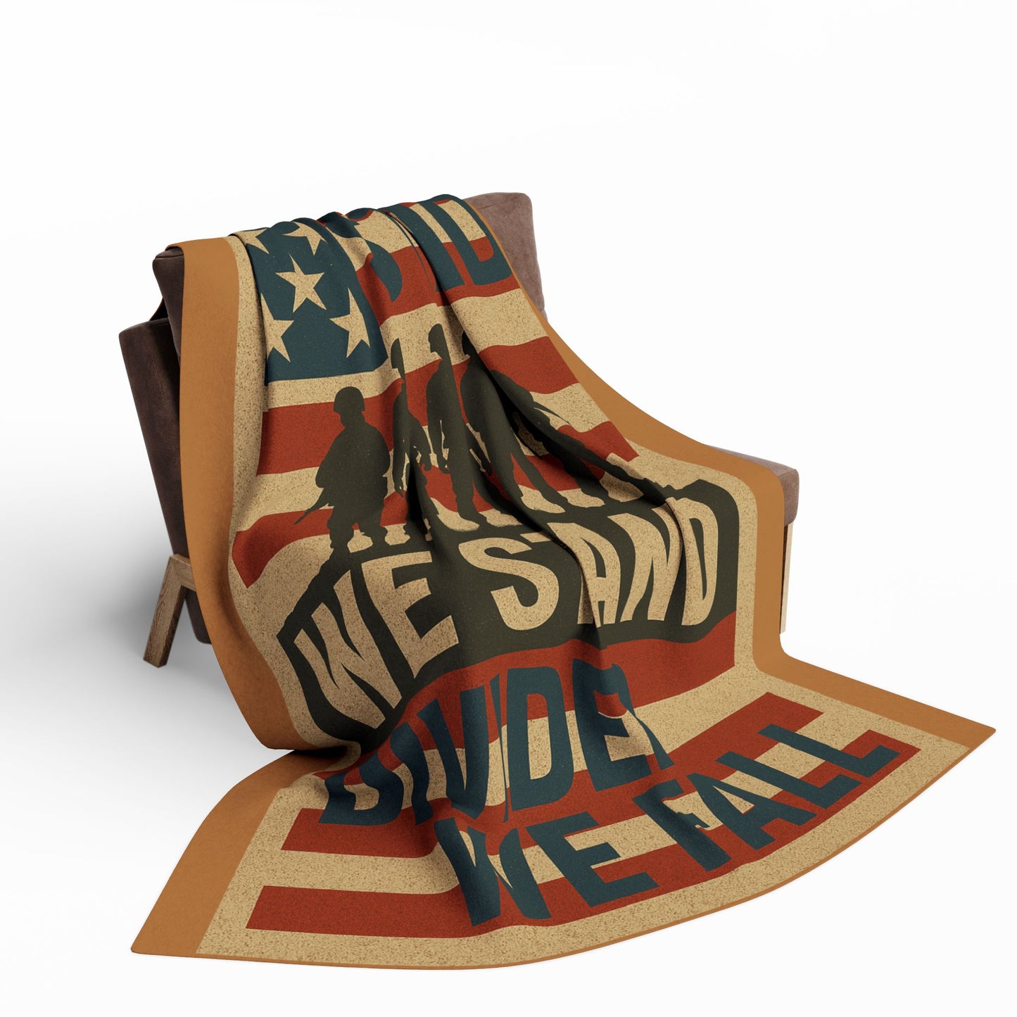 Patriotic Fleece Blanket - Together We Stand, Ideal for Veterans Day, Home Decor, Cozy Gift, American Flag Design